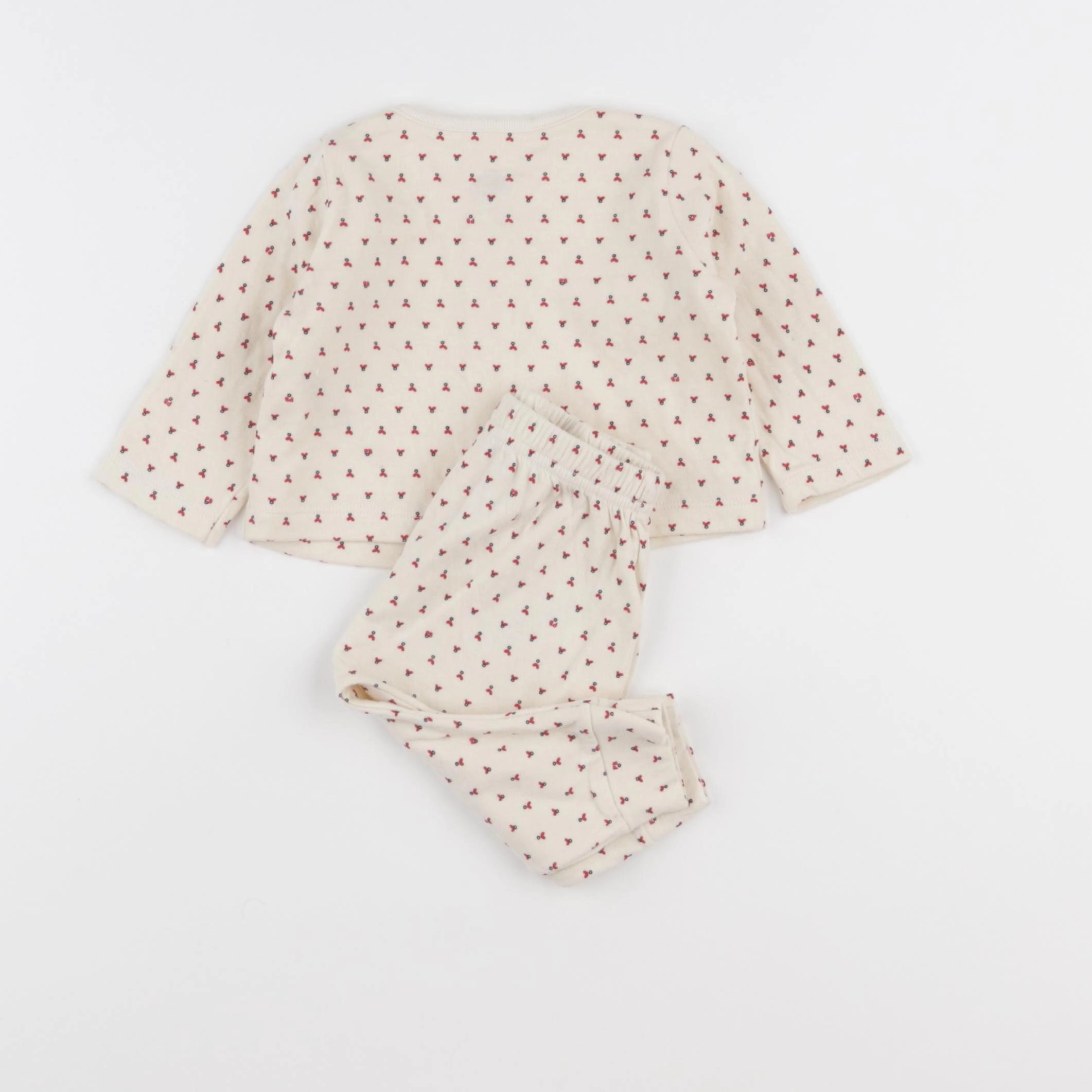 Petit Bateau - pyjama coton beige, rouge - 6 mois