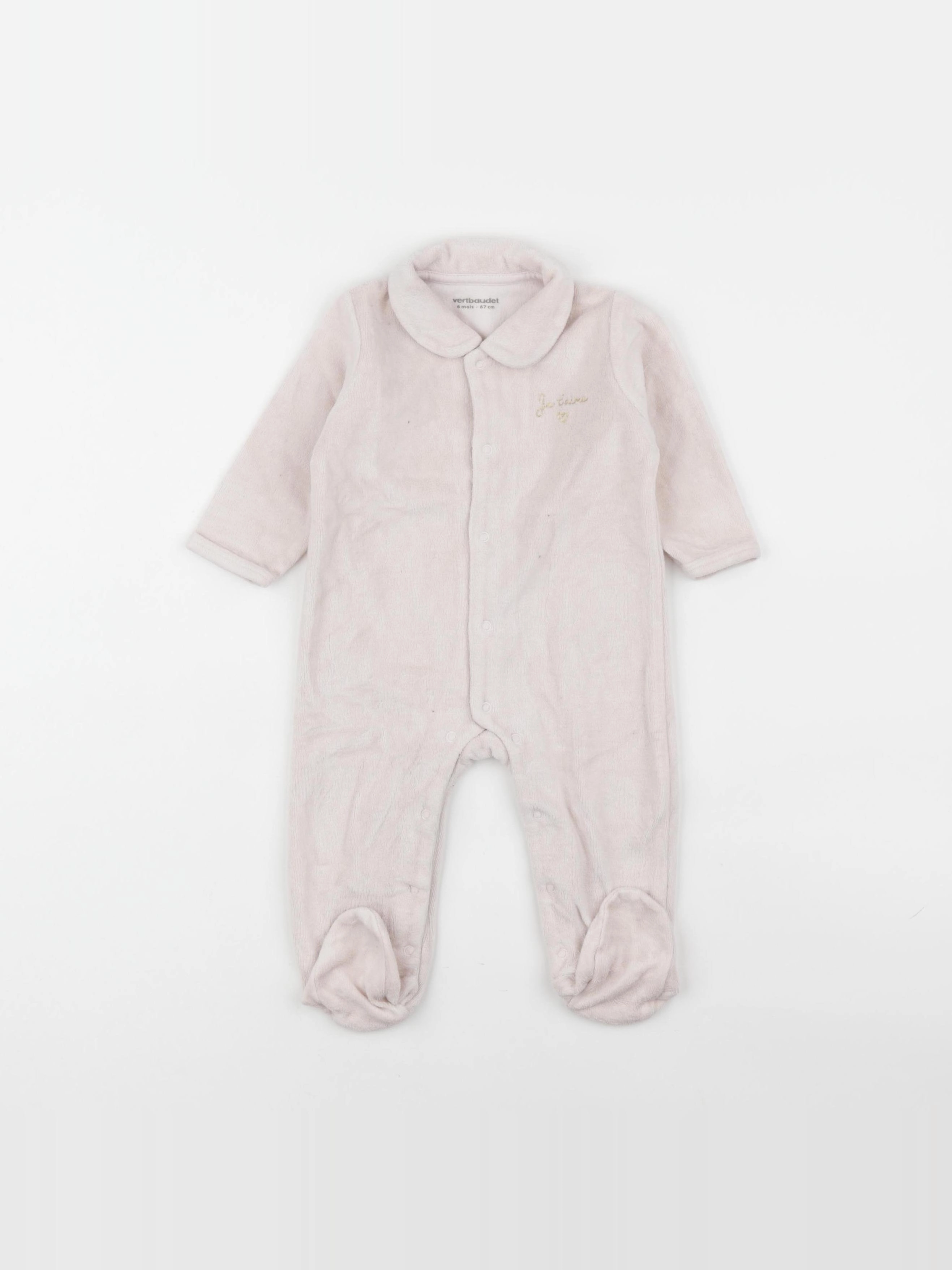 Vertbaudet - pyjama velours rose - 6 mois
