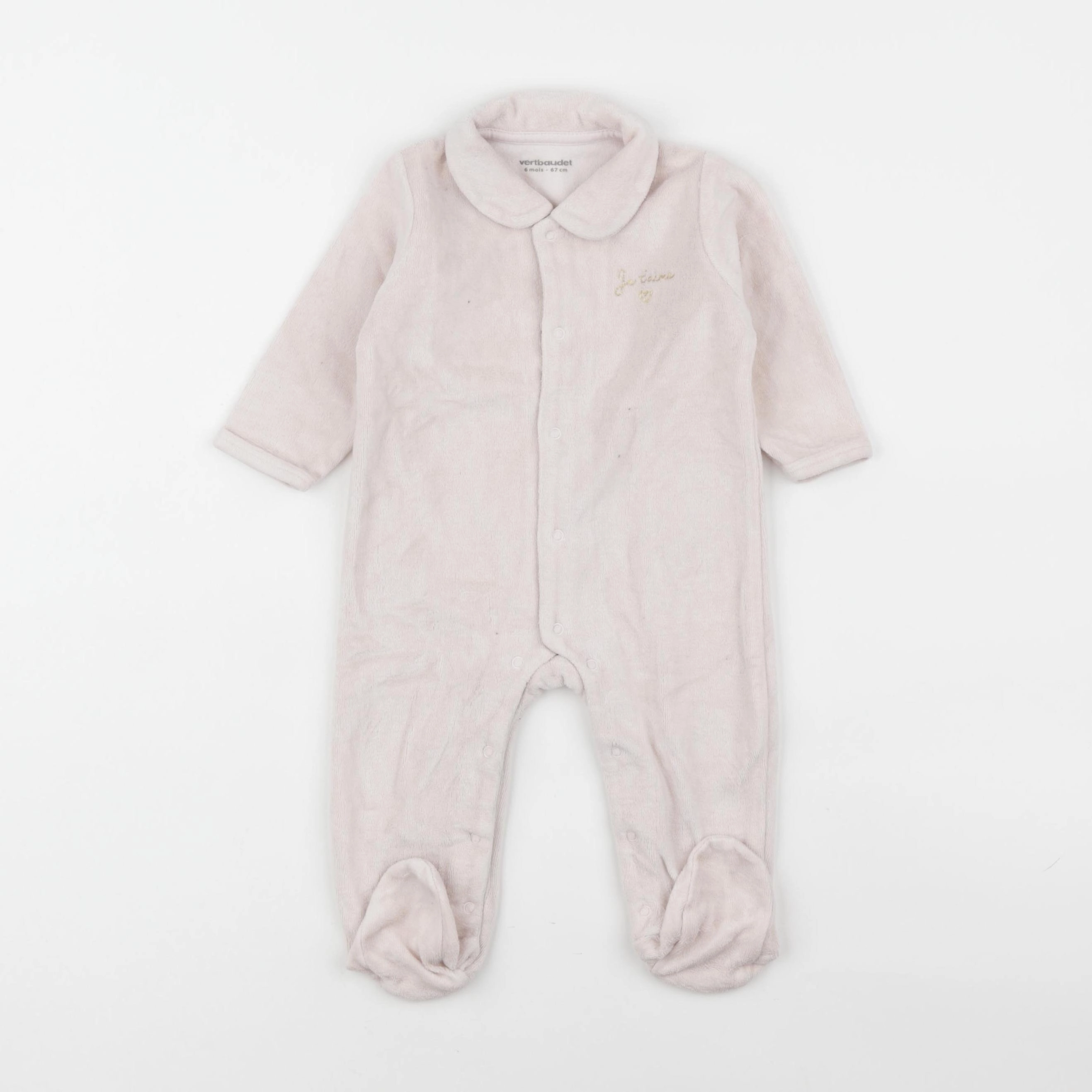 Vertbaudet - pyjama velours rose - 6 mois