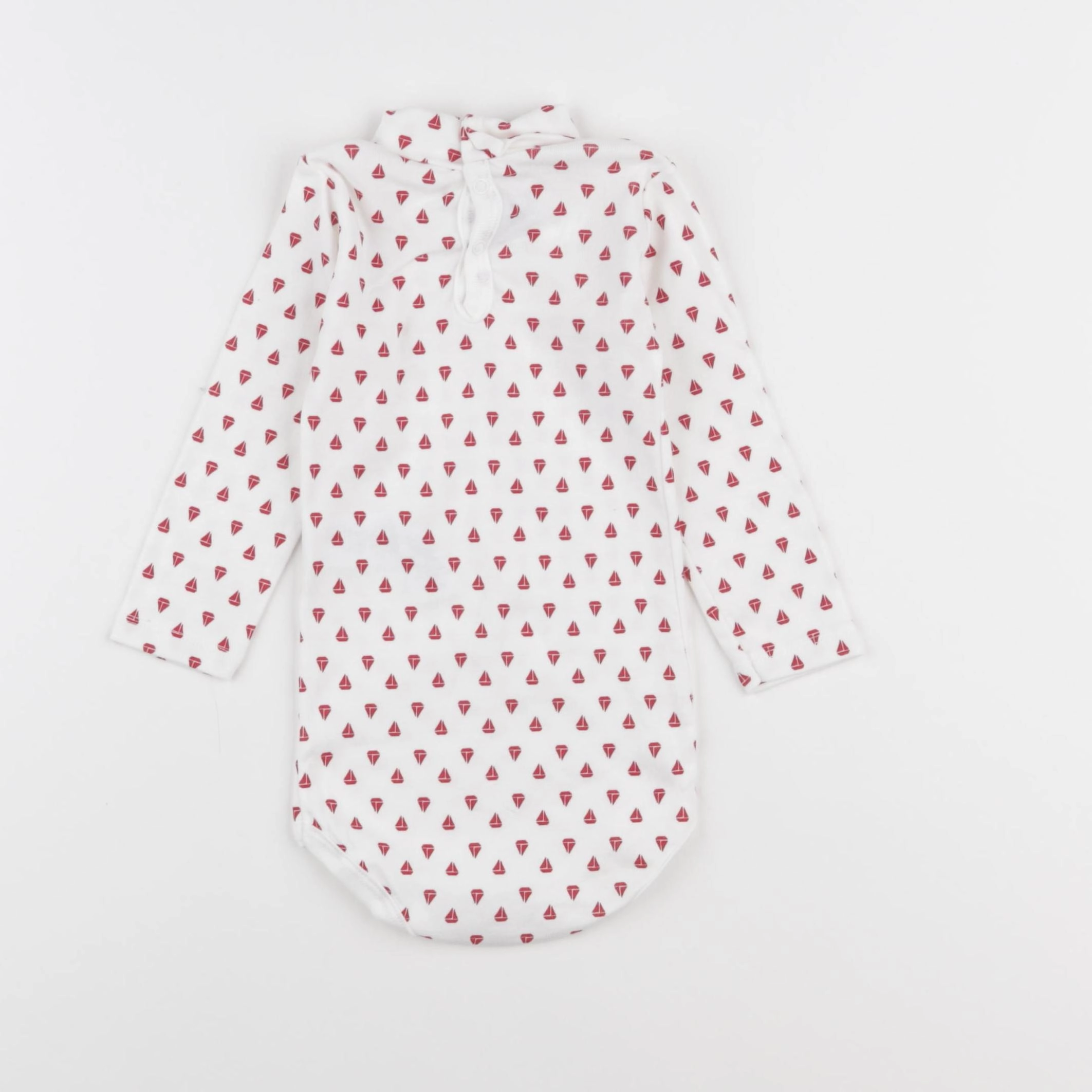 Petit Bateau - body à col blanc, rouge - 12 mois
