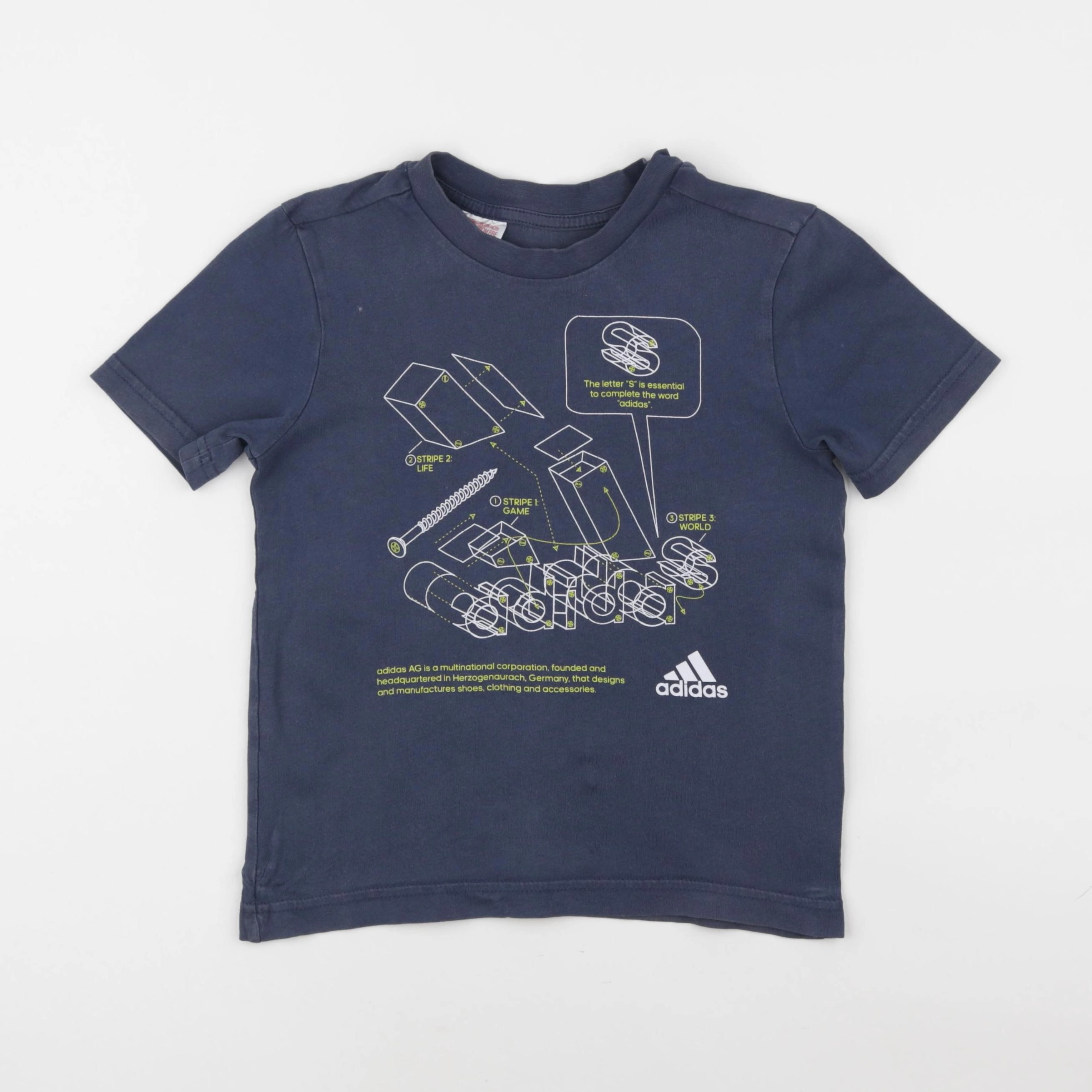 Adidas - tee-shirt bleu - 7/8 ans
