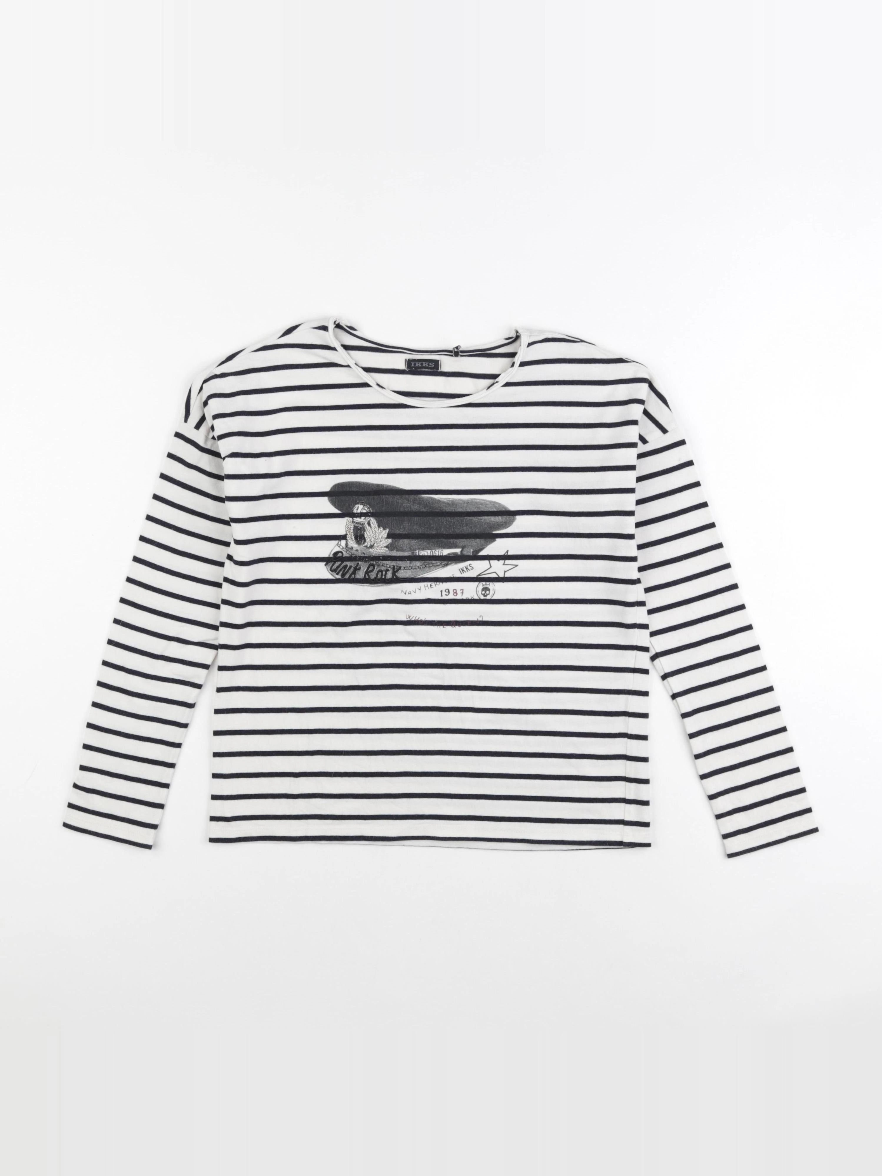IKKS - tee-shirt blanc, noir - 10 ans