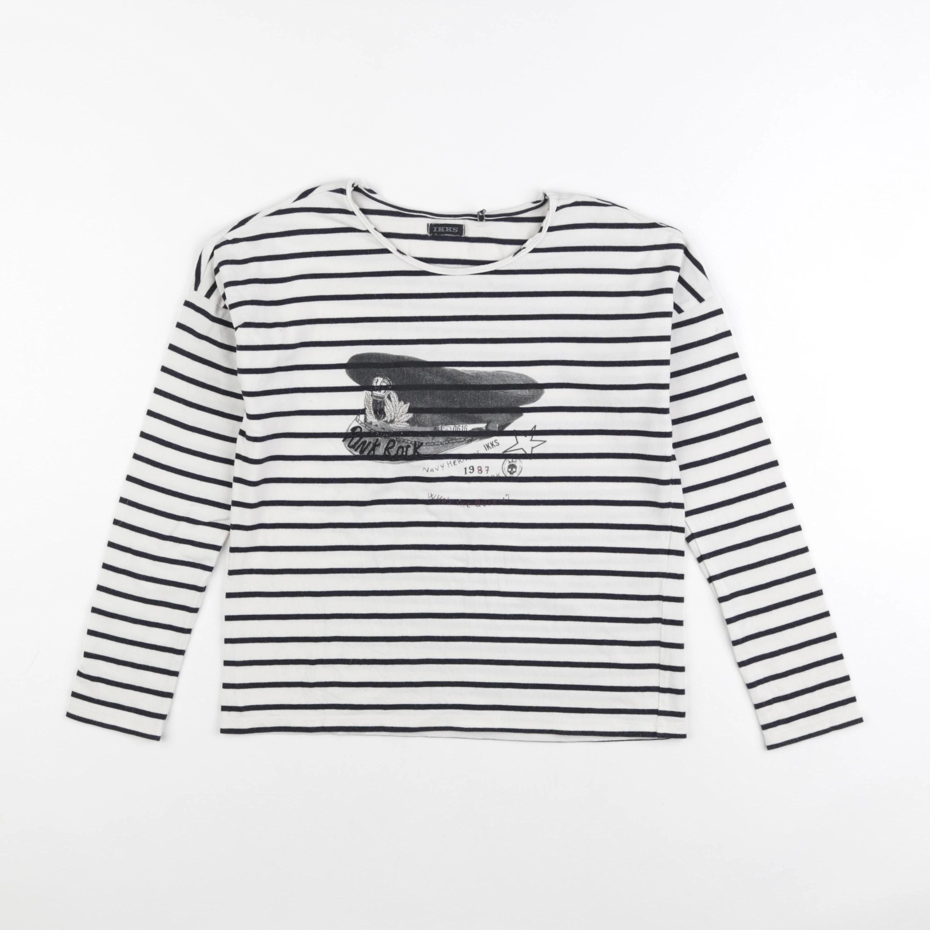 IKKS - tee-shirt blanc, noir - 10 ans