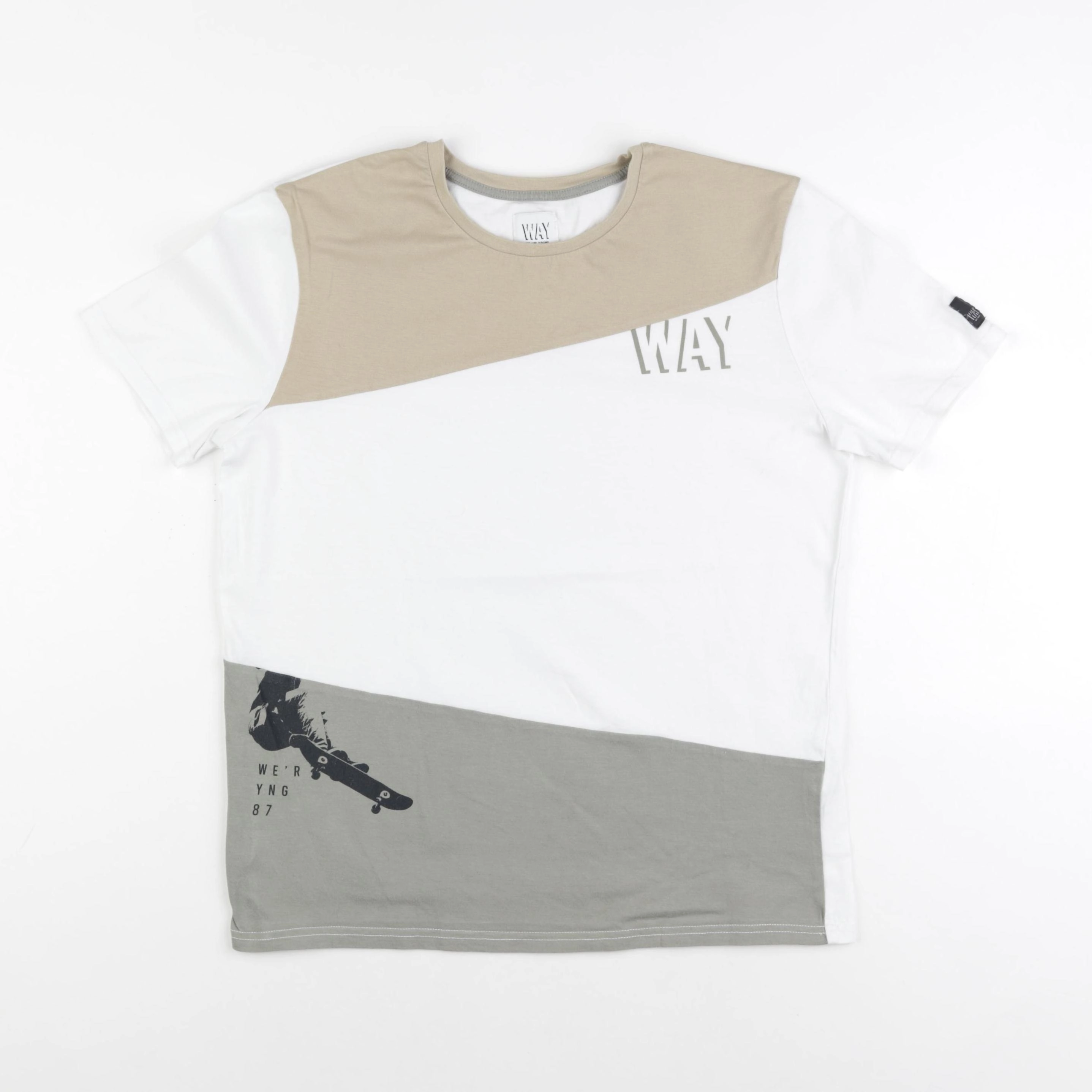 IKKS - tee-shirt blanc, marron, gris - 14 ans