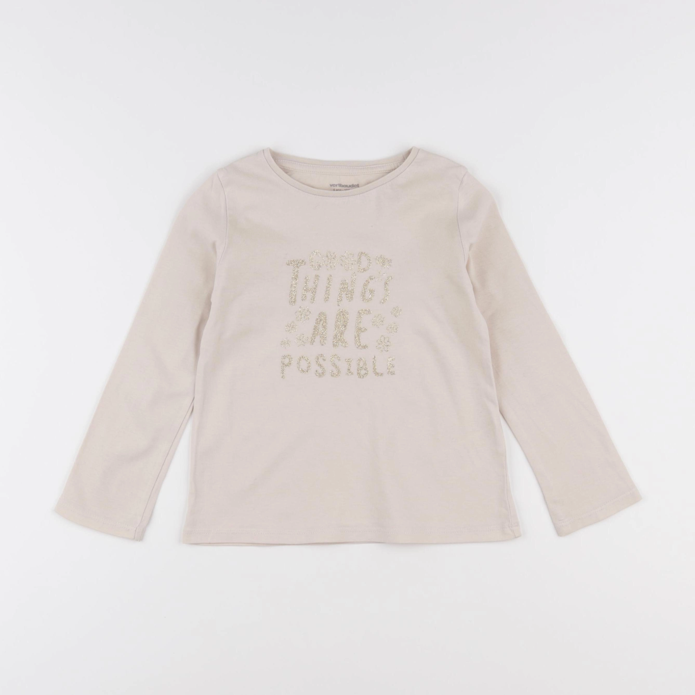 Vertbaudet - tee-shirt beige - 4 ans