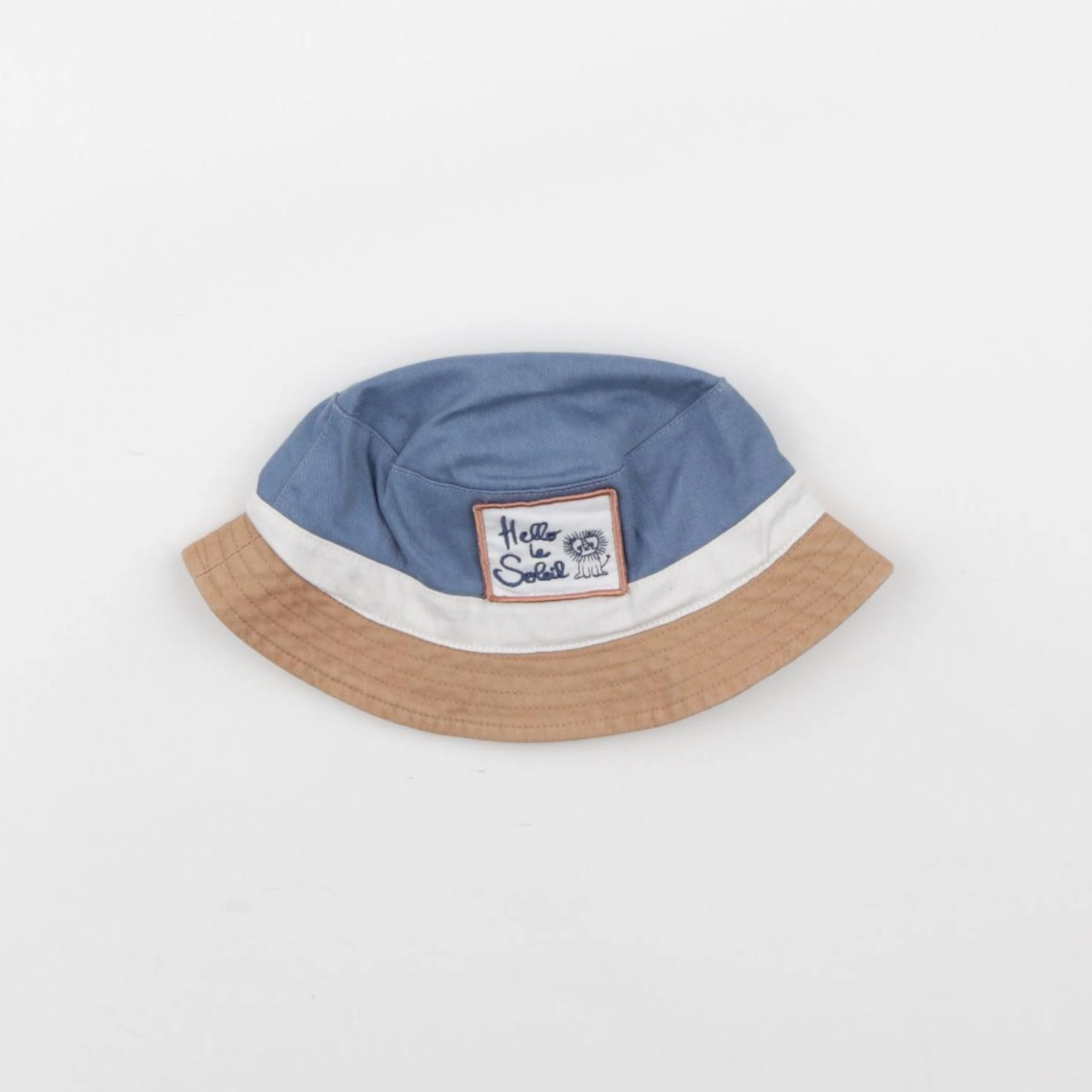 Vertbaudet - chapeau blanc, bleu, marron - 3/6 mois