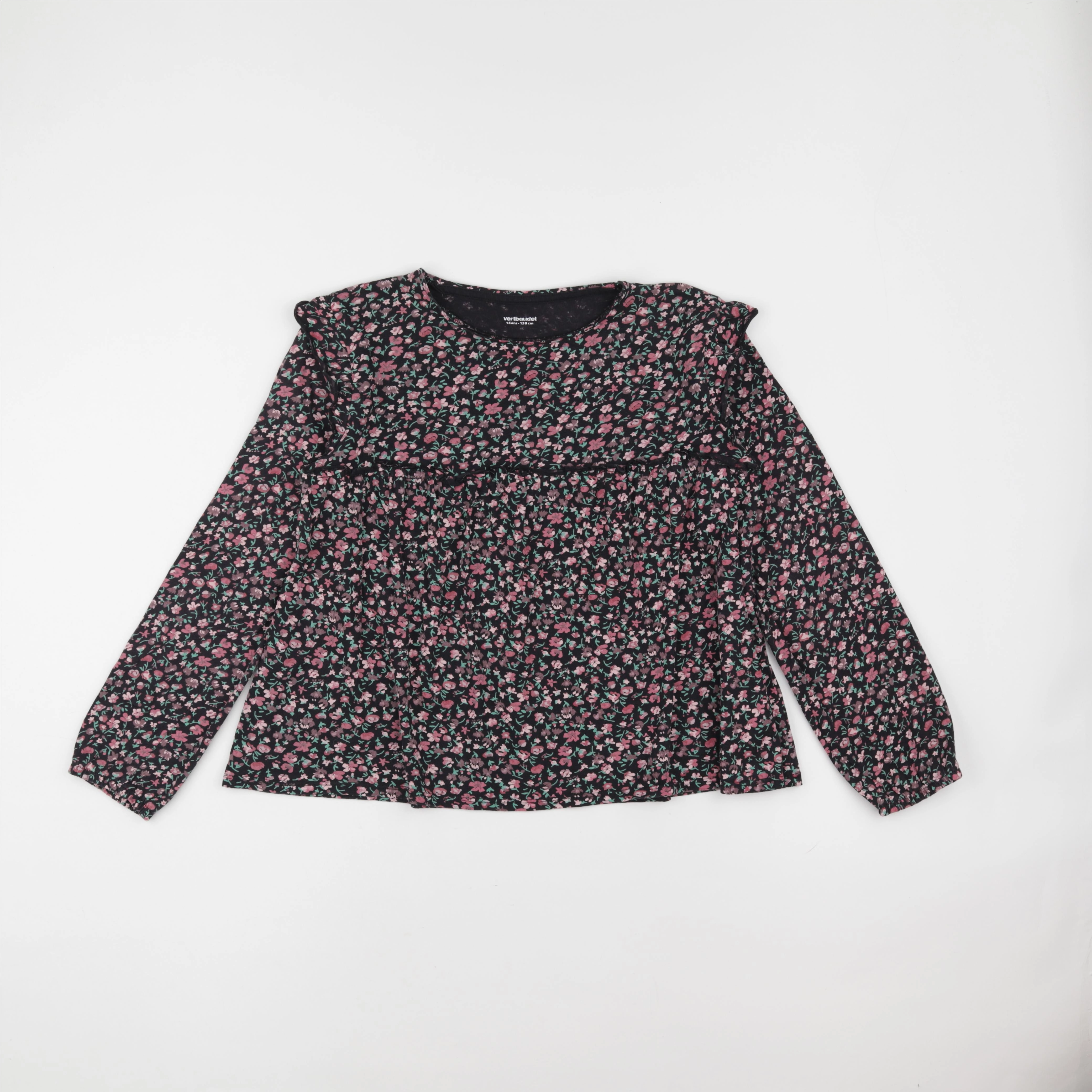 Vertbaudet - tee-shirt noir, rose - 14 ans