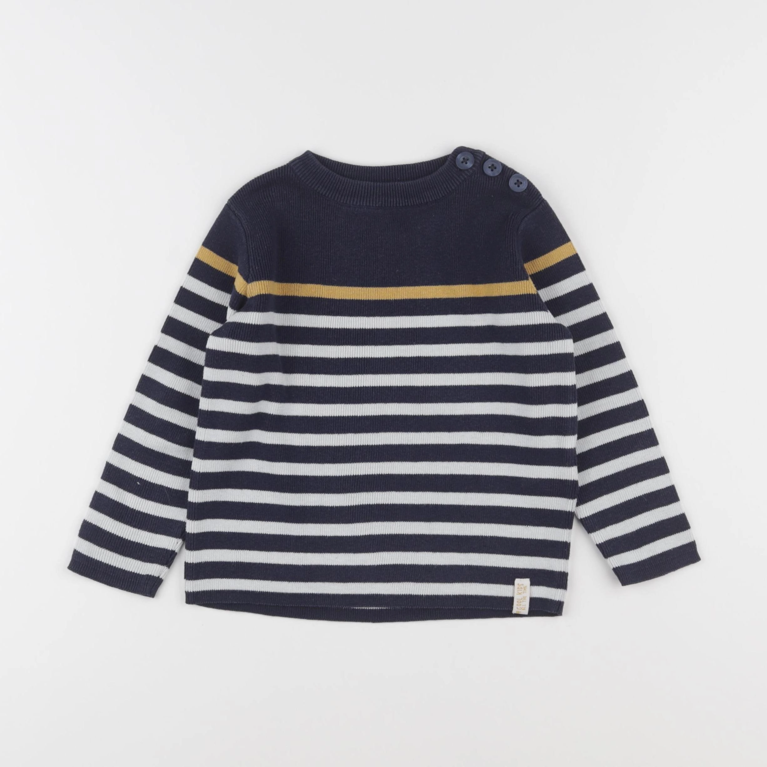 Vertbaudet - pull bleu, blanc - 3 ans