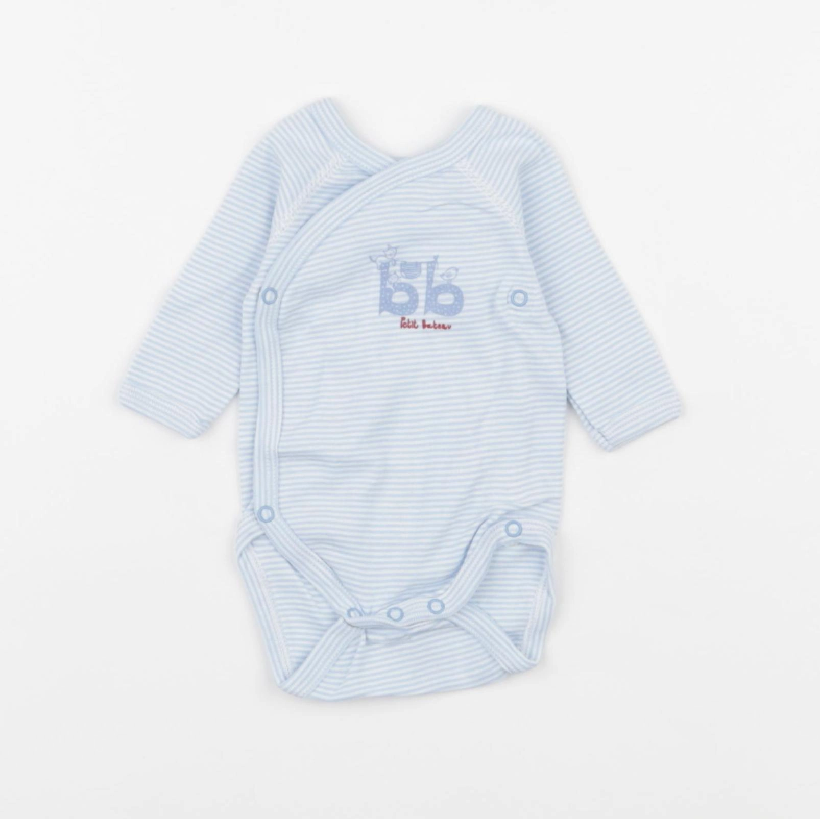 Petit Bateau - body bleu - 0 mois