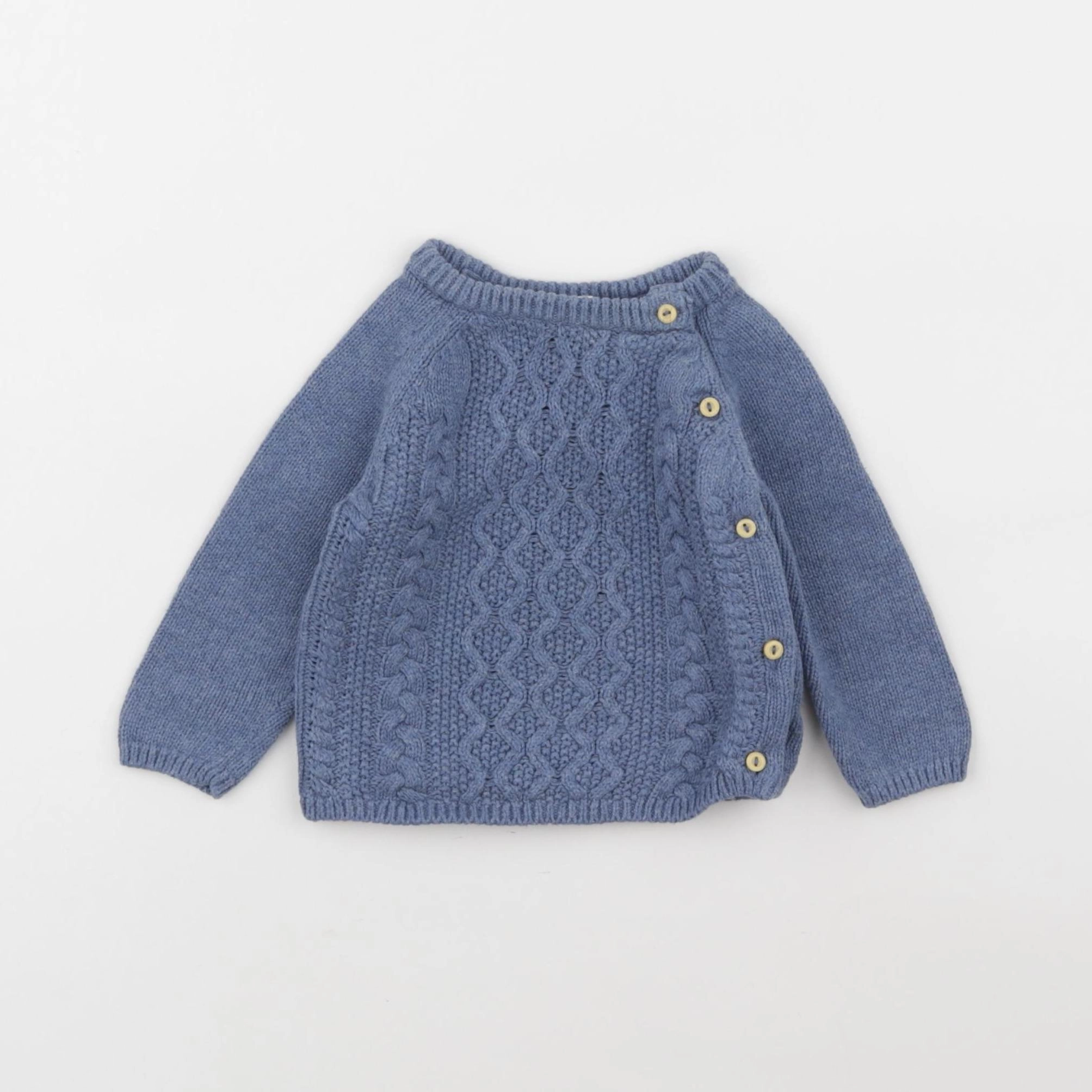 H&M - pull bleu - 1/3 mois