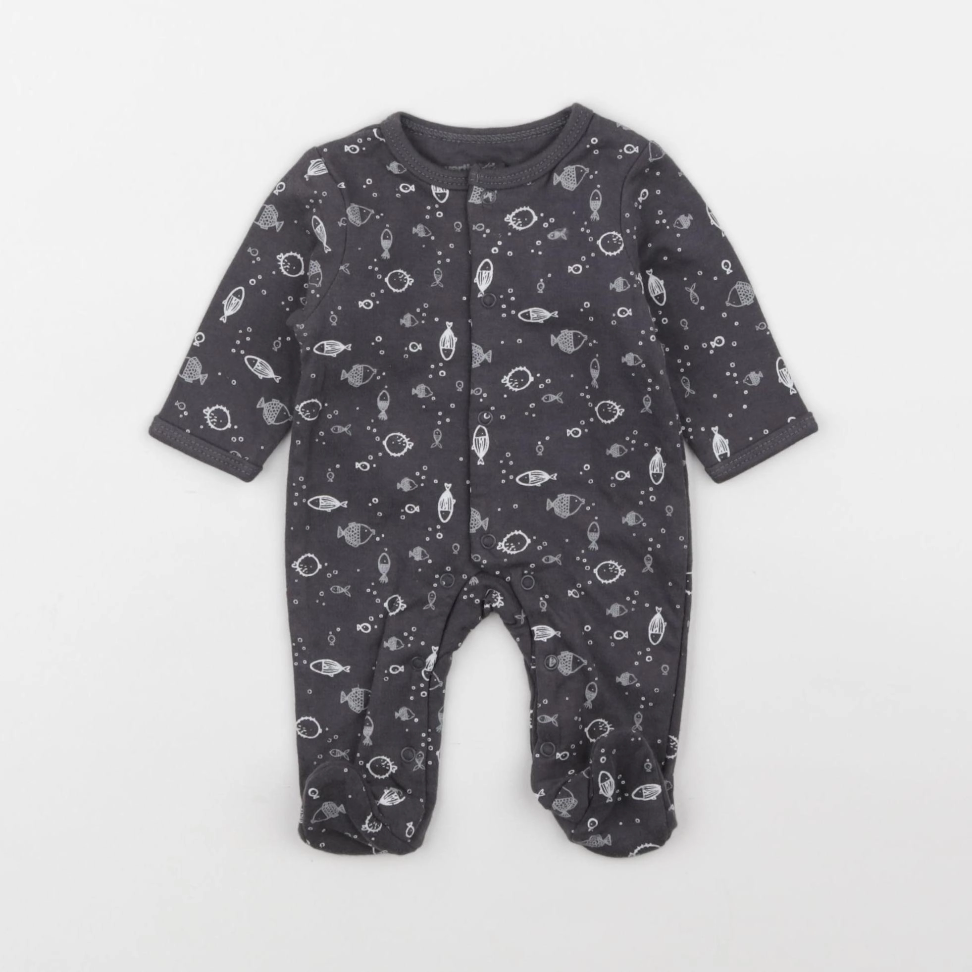 Vertbaudet - pyjama coton gris - 0 mois