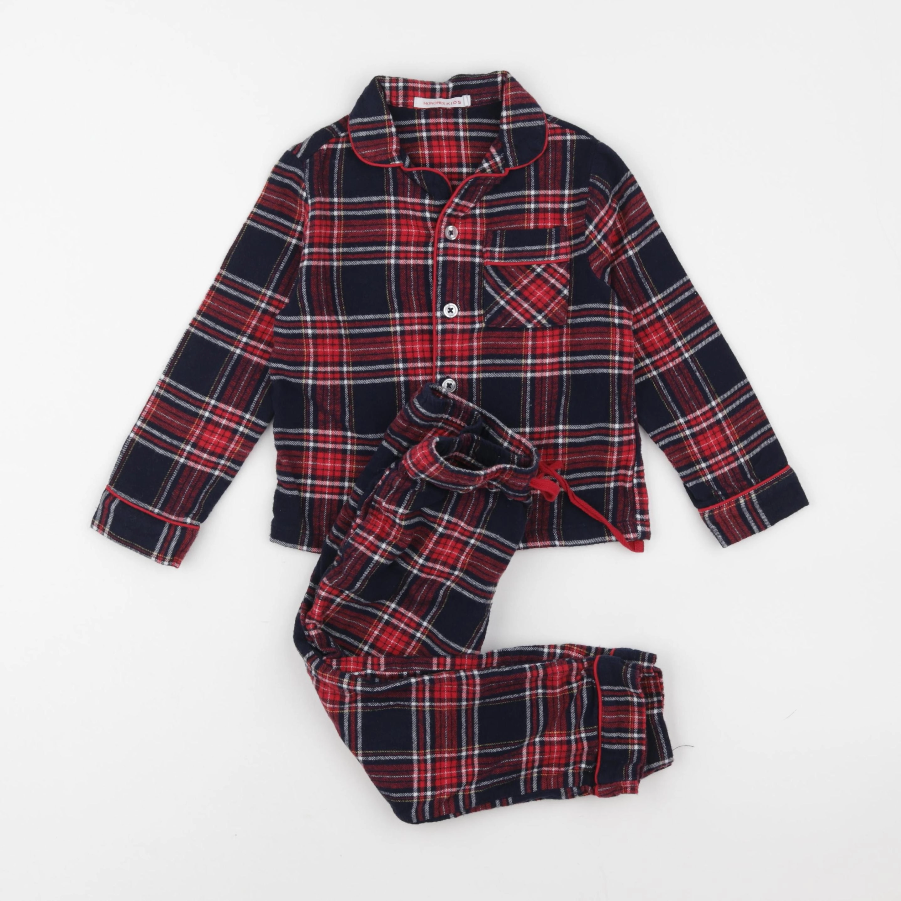 Monoprix - pyjama coton bleu, rouge - 3 ans