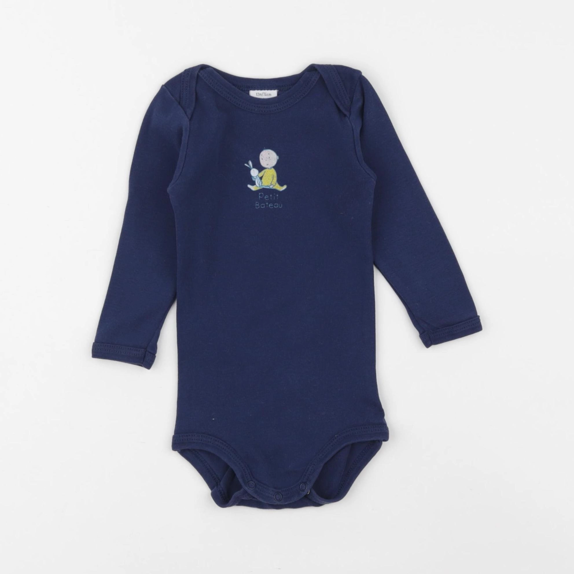 Petit Bateau - body bleu - 12 mois