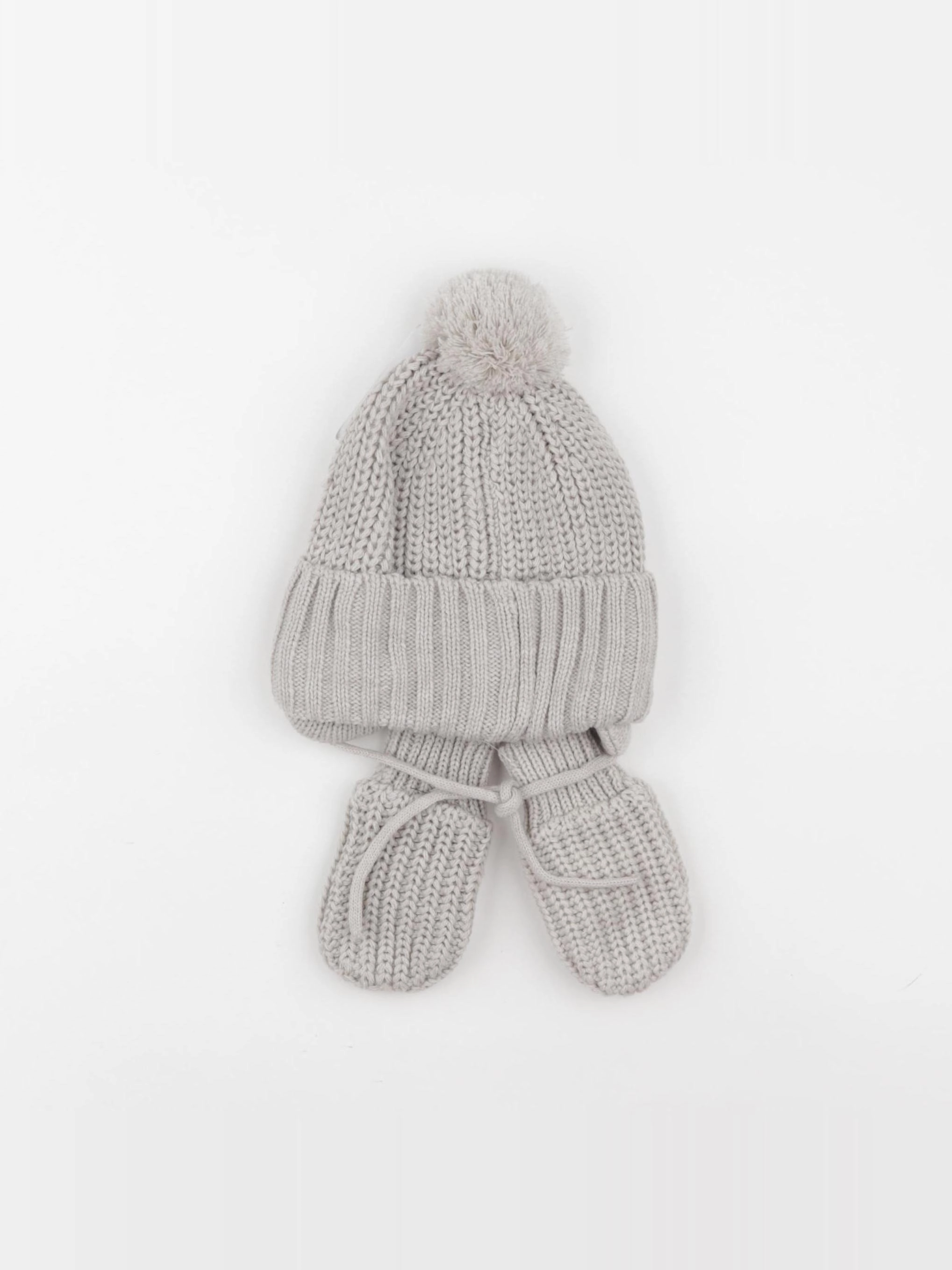 H&M - ensemble bonnet/moufles marron - 1 an à 2 ans