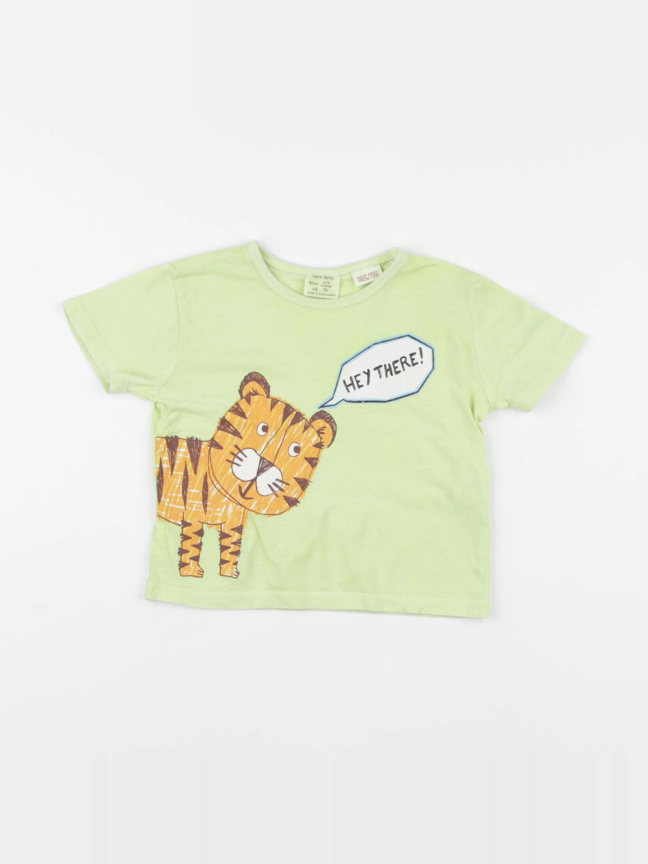 Zara - tee-shirt jaune fluo - 6/9 mois