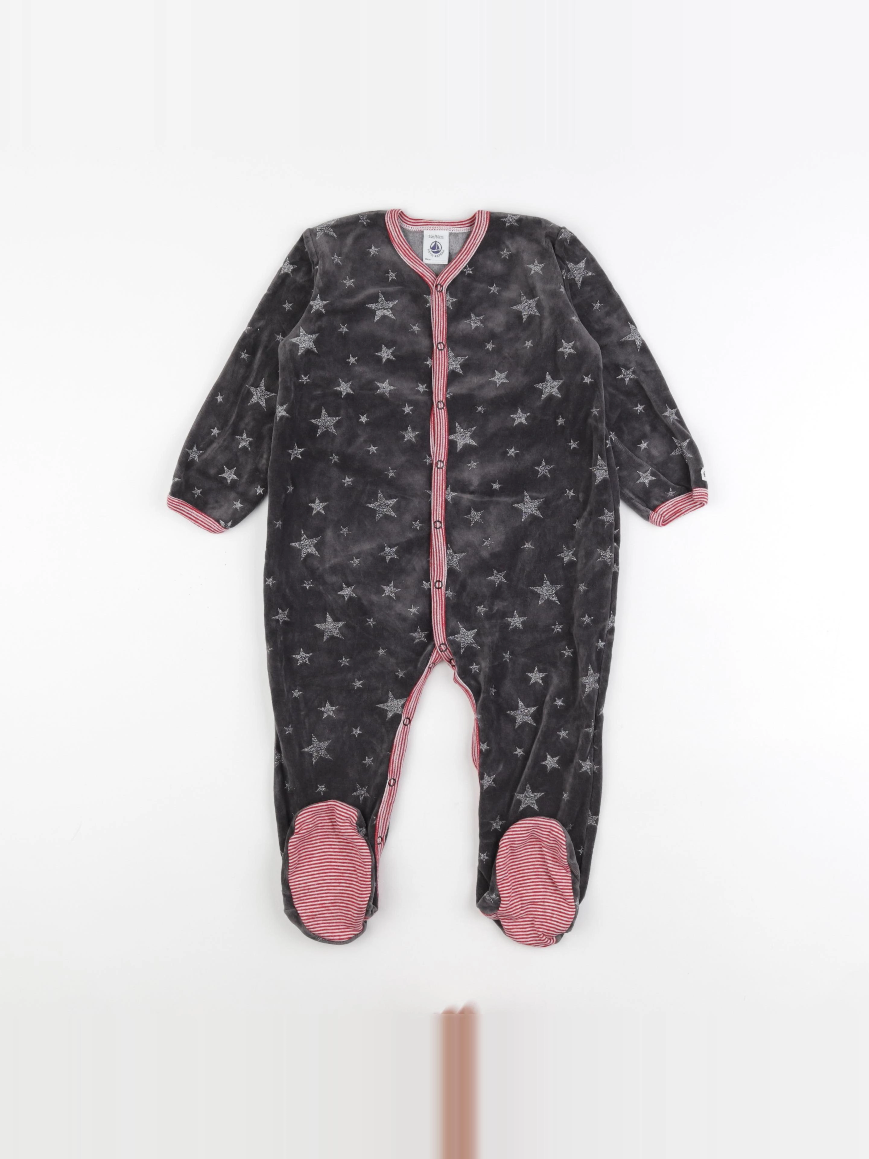 Petit Bateau - pyjama velours gris - 24 mois