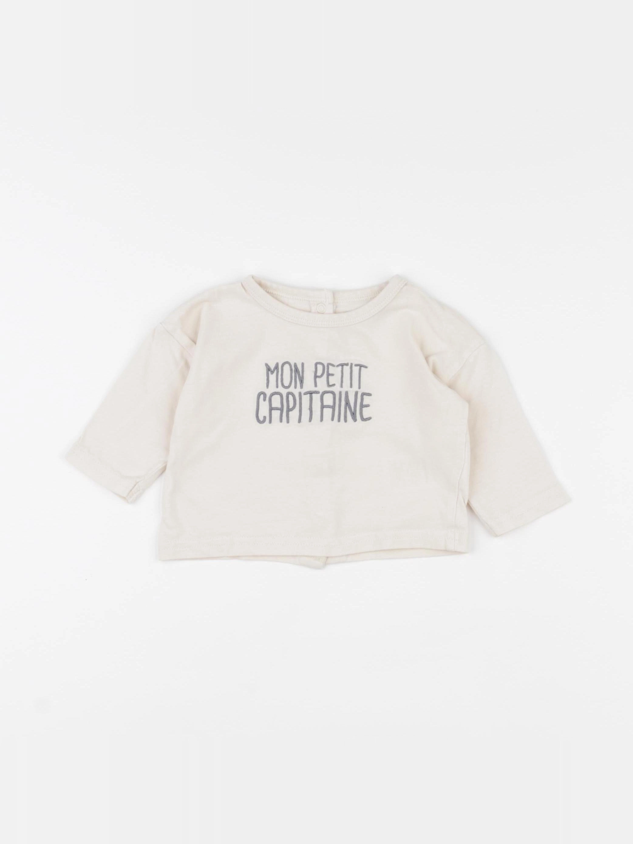 Vertbaudet - tee-shirt beige - 3 mois