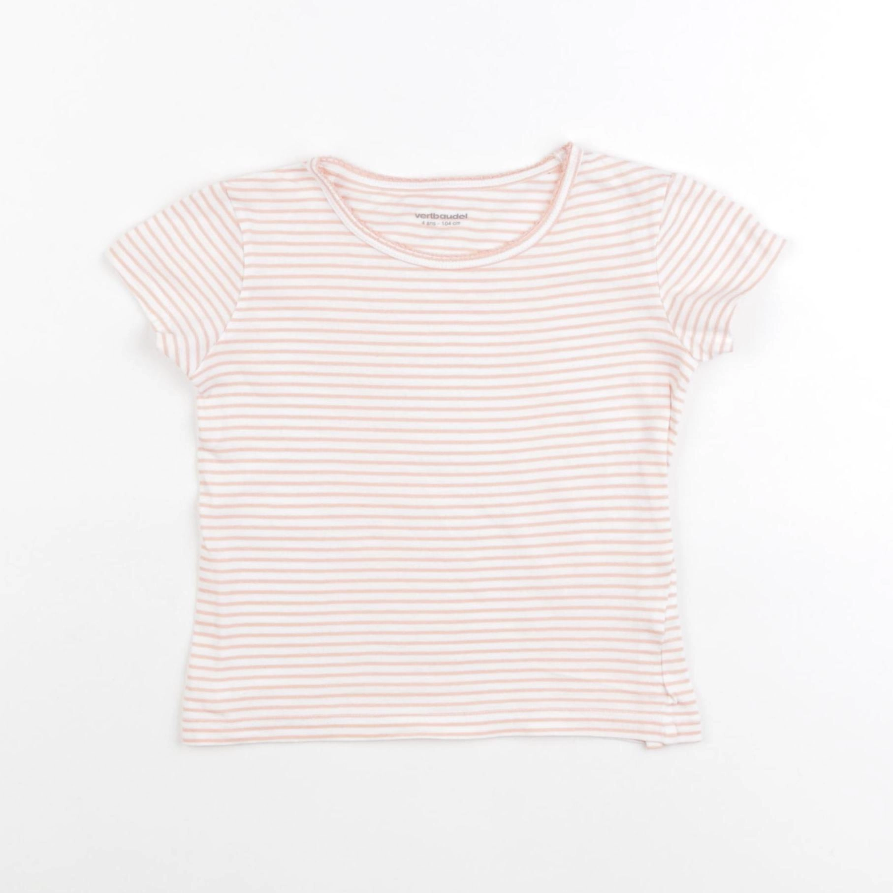 Vertbaudet - maillot de corps blanc, rose - 4 ans