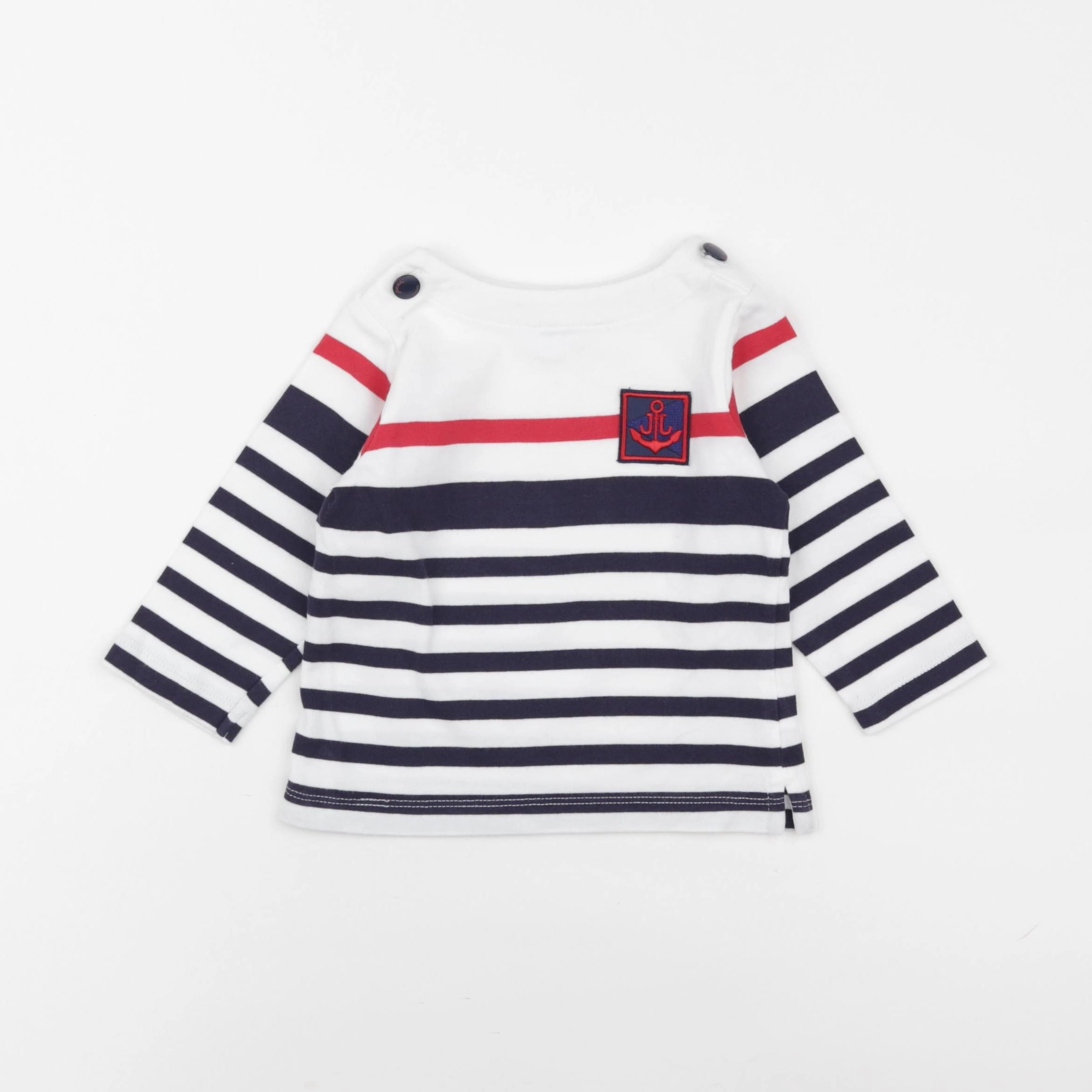 Jacadi - tee-shirt blanc, bleu - 12 mois