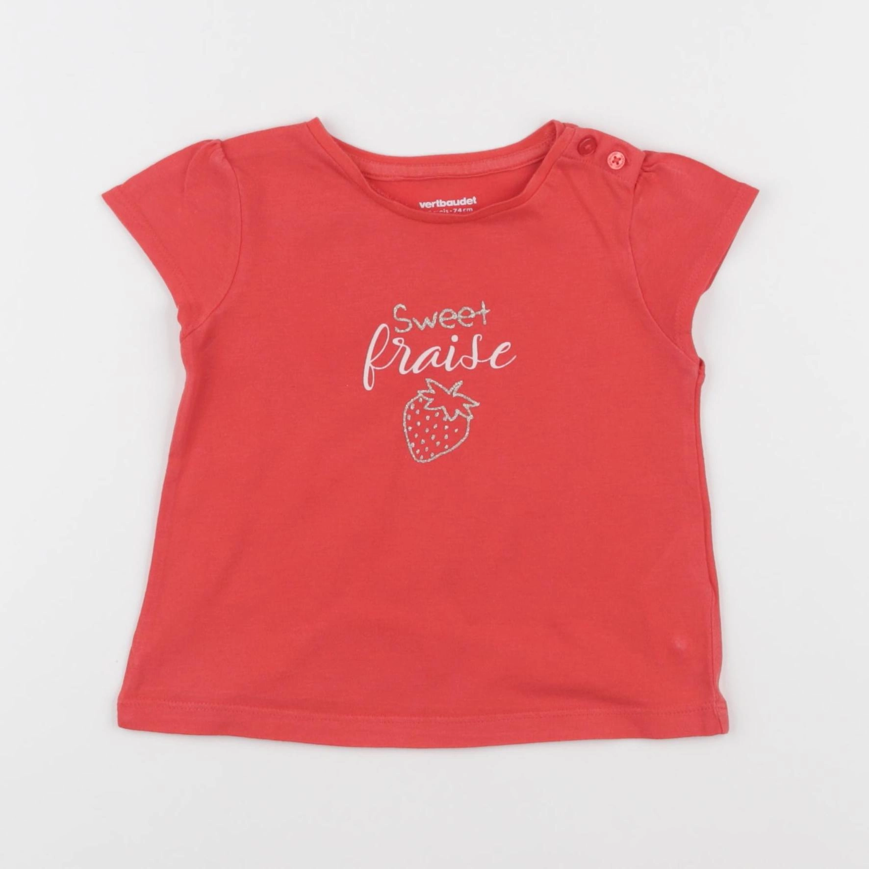 Vertbaudet - tee-shirt rouge - 12 mois