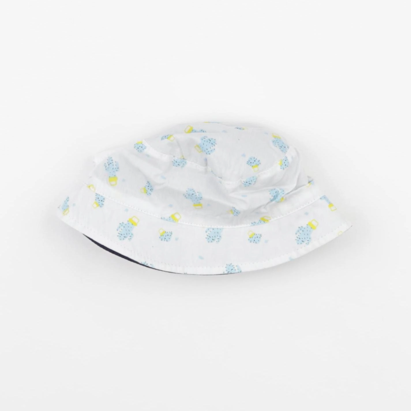 Vertbaudet - chapeau réversible blanc, bleu - 6/12 mois