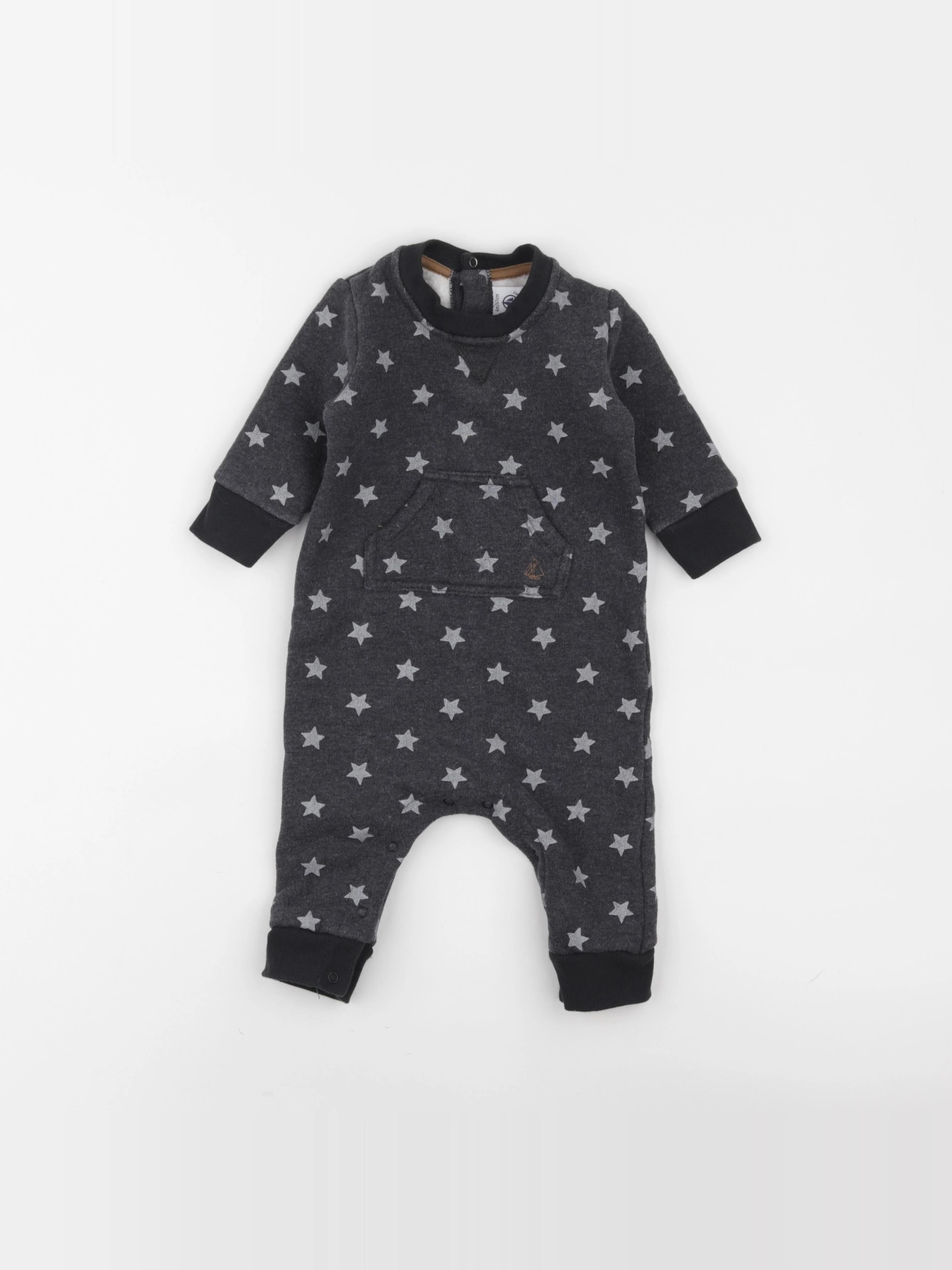 Petit Bateau - combinaison doublé gris - 6 mois