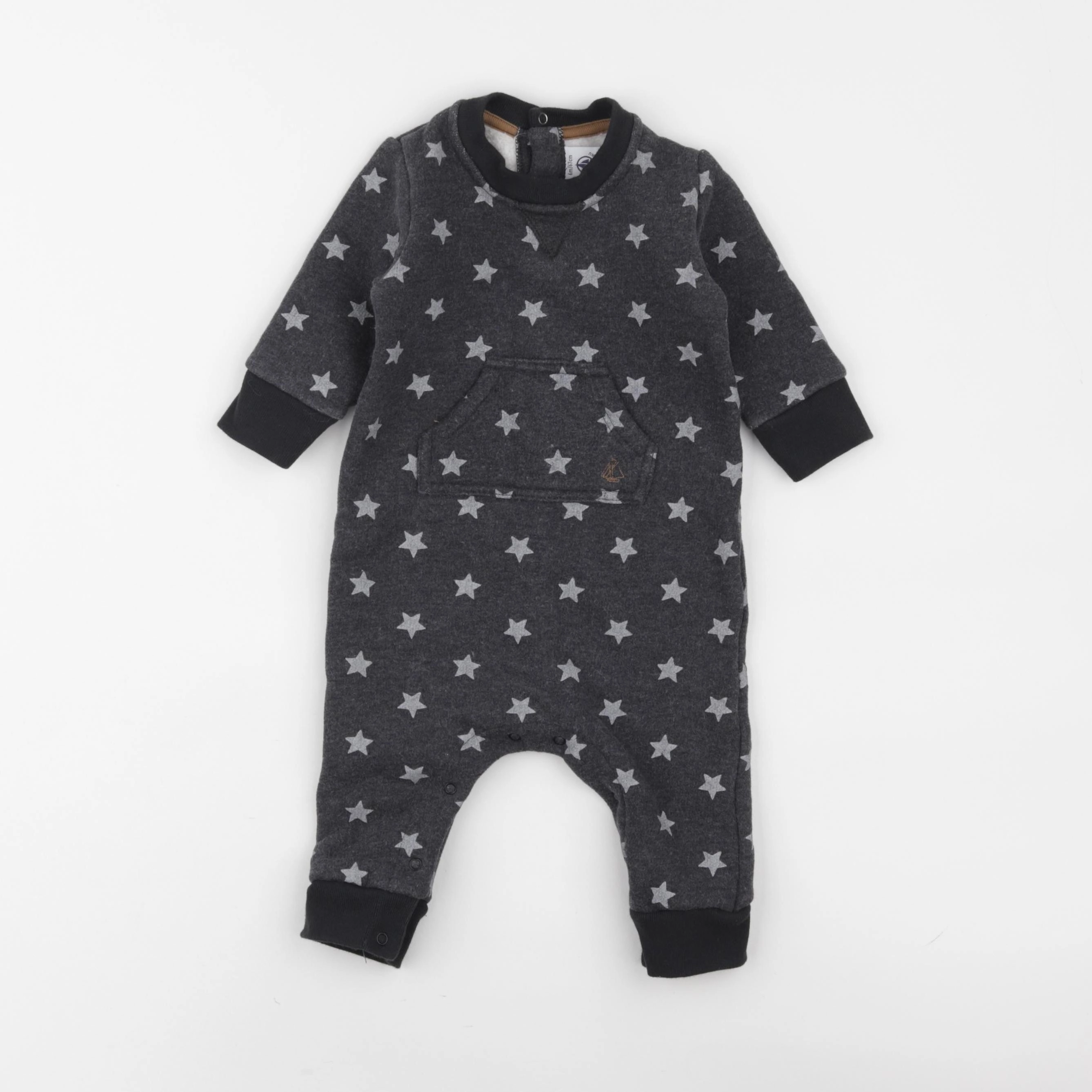 Petit Bateau - combinaison doublé gris - 6 mois