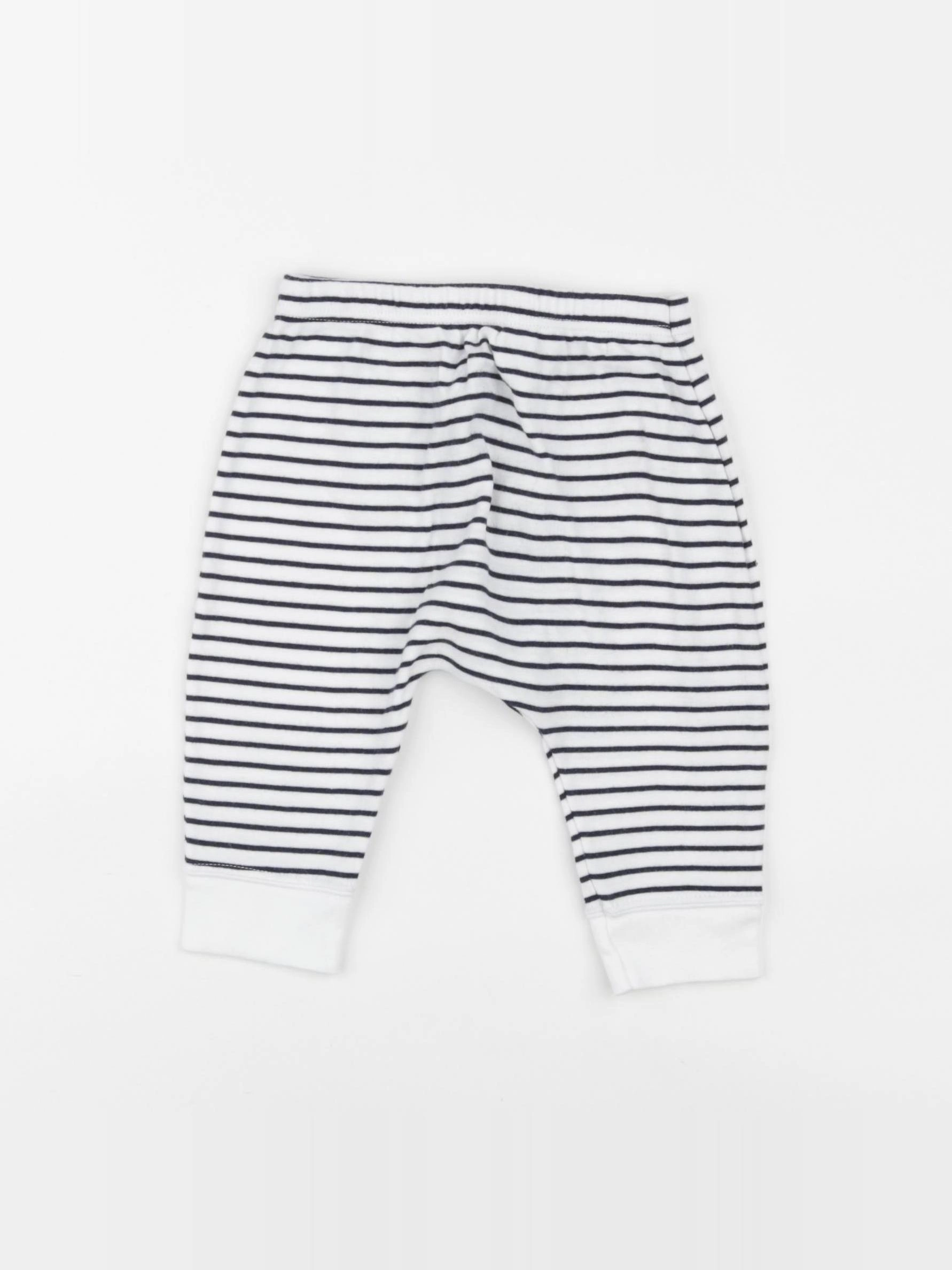 Petit Bateau - sarouel blanc, bleu - 6 mois