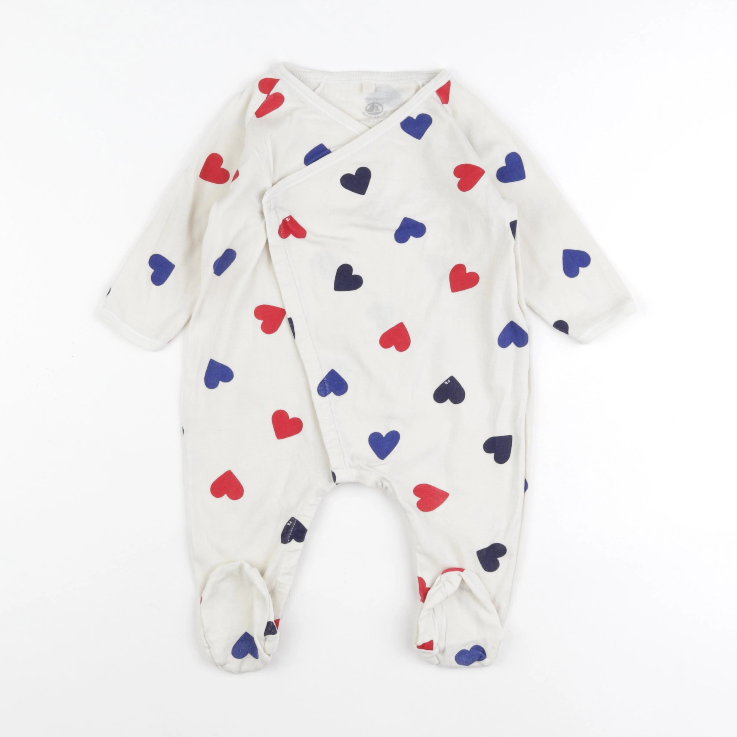 Petit Bateau - pyjama coton rouge, beige - 12 mois