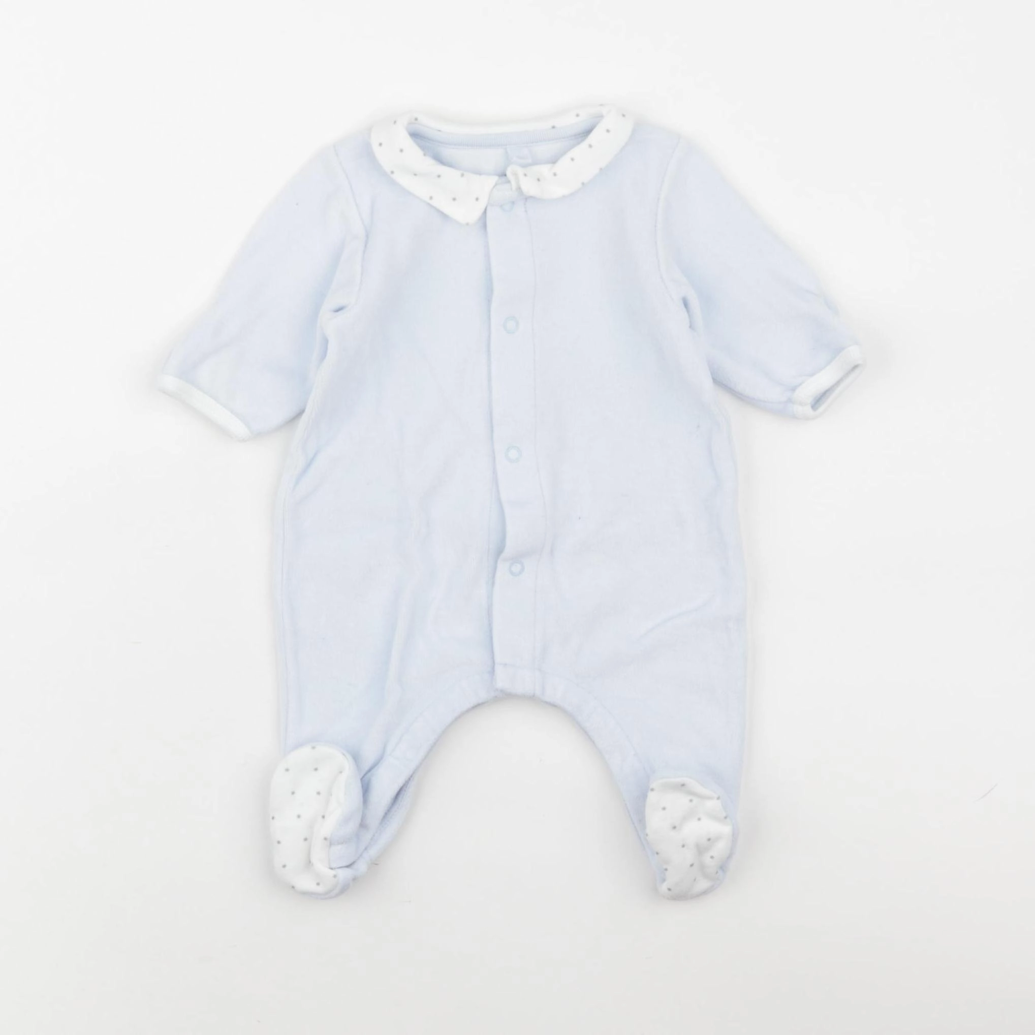Petit Bateau - pyjama velours bleu - 0 mois