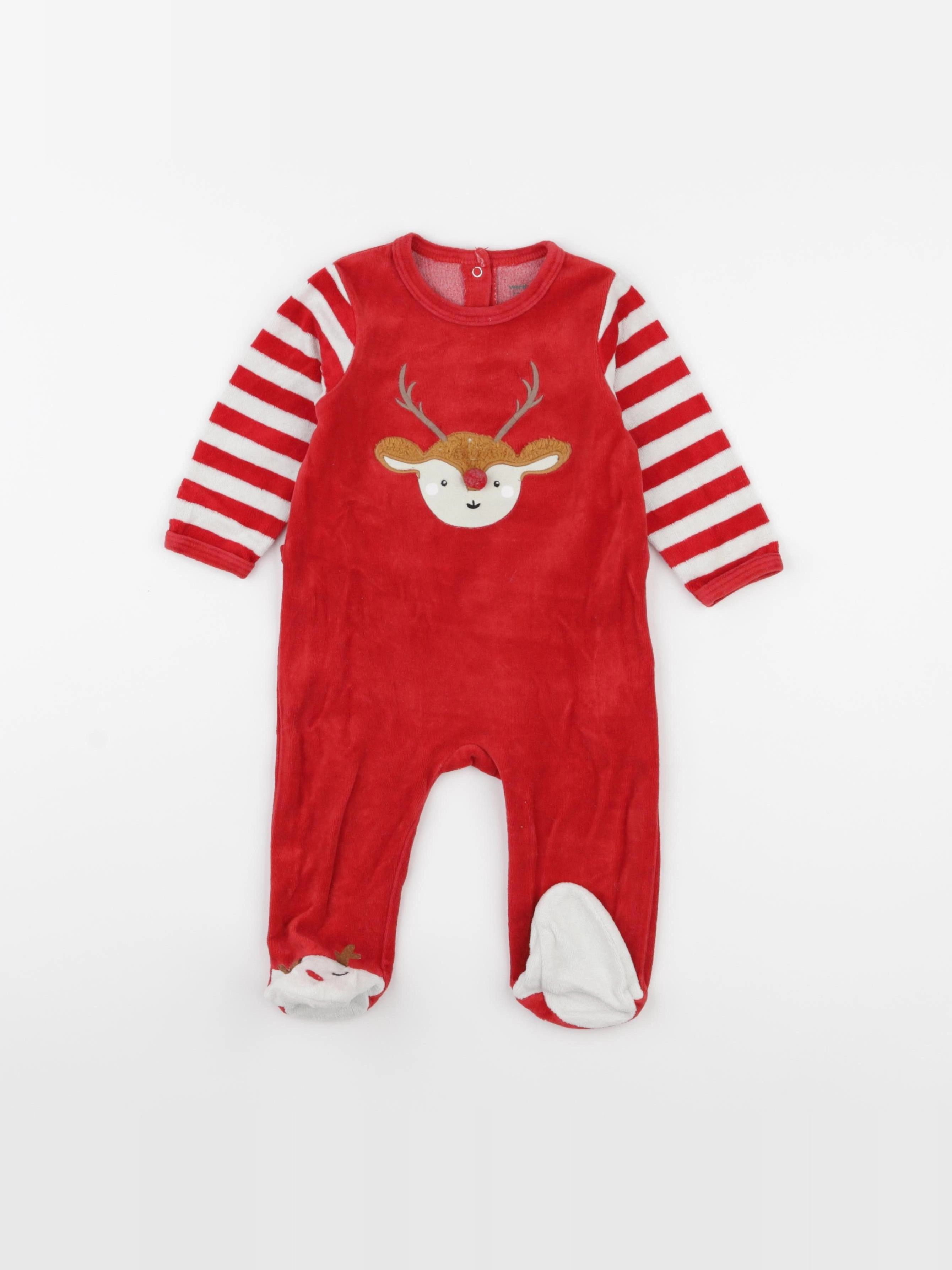 Vertbaudet - pyjama velours rouge - 9 mois