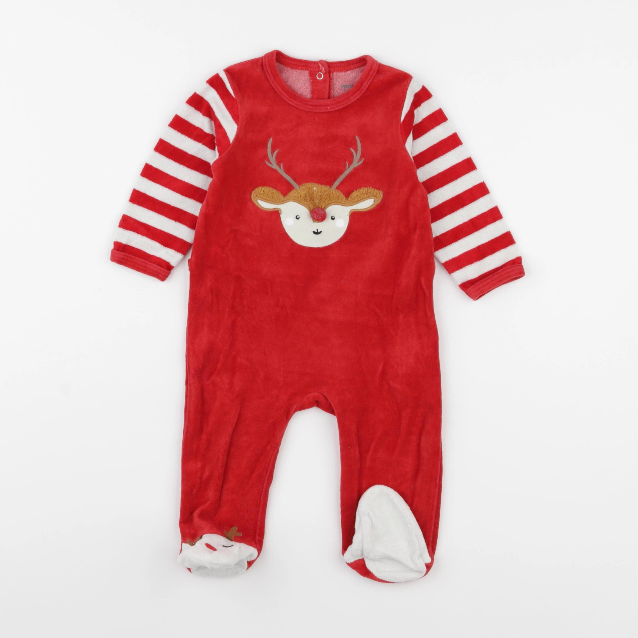 Vertbaudet - pyjama velours rouge - 9 mois