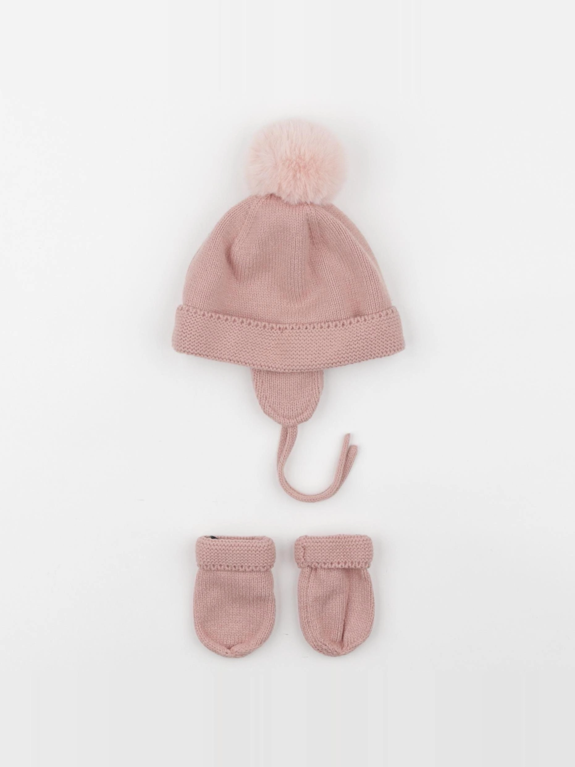 Vertbaudet - ensemble bonnet/moufles rose - 12/18 mois