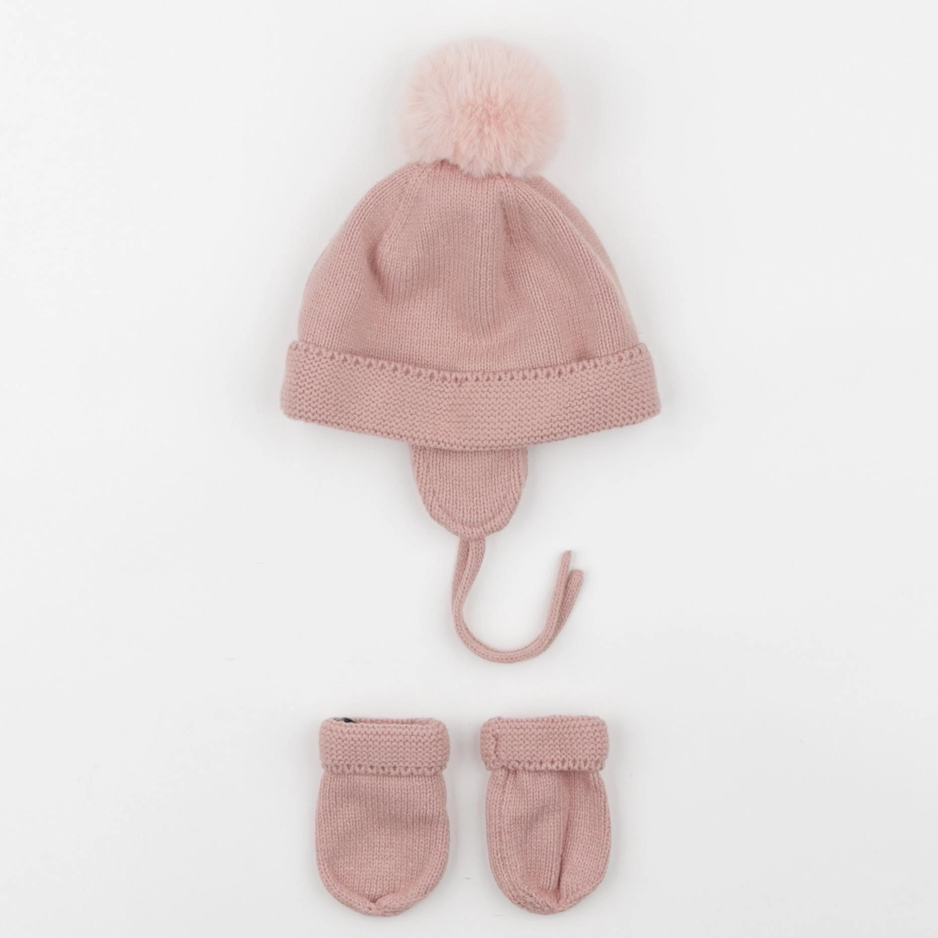 Vertbaudet - ensemble bonnet/moufles rose - 12/18 mois