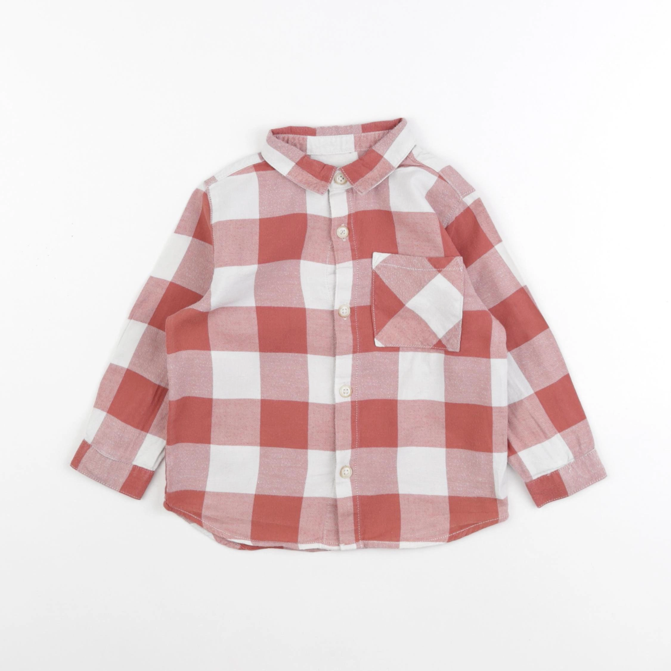 Zara - chemise blanc, rouge - 18/24 mois