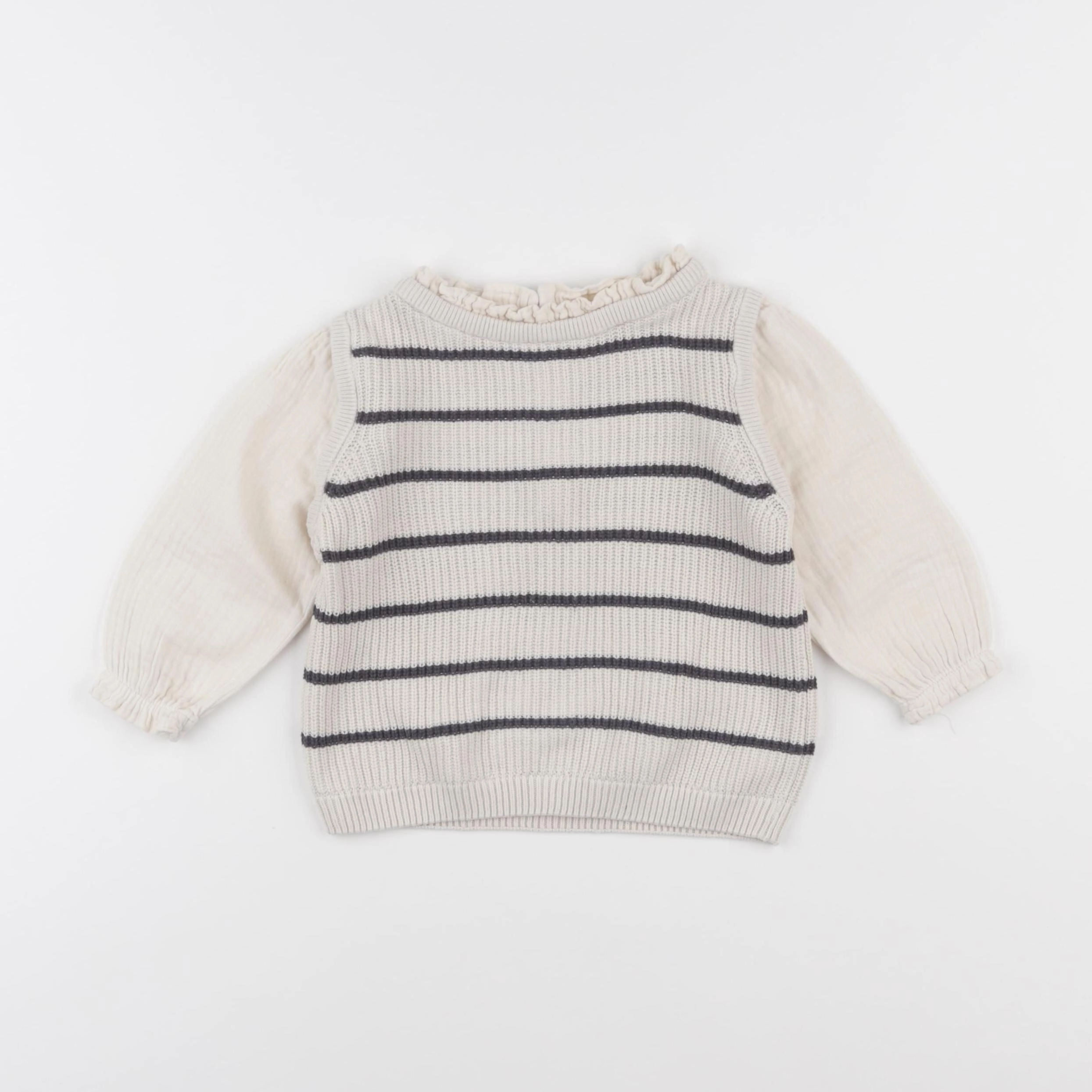 Vertbaudet - pull beige - 12 mois