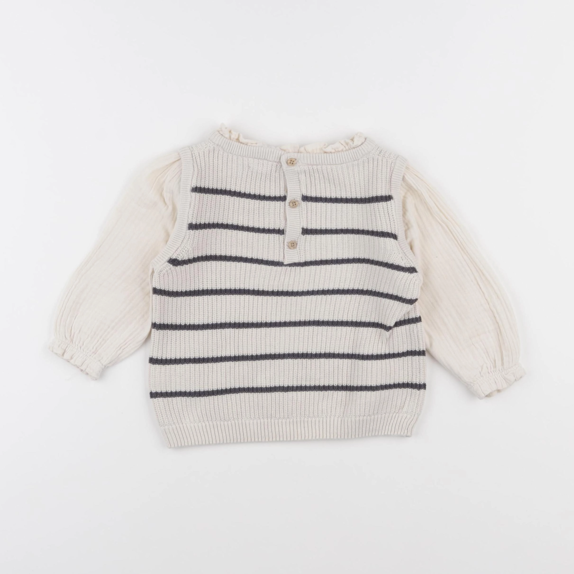 Vertbaudet - pull beige - 12 mois