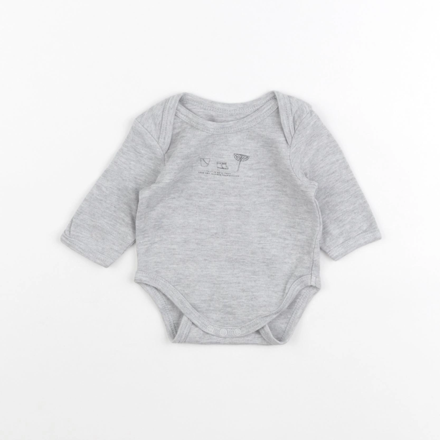 Vertbaudet - body gris - 1 mois