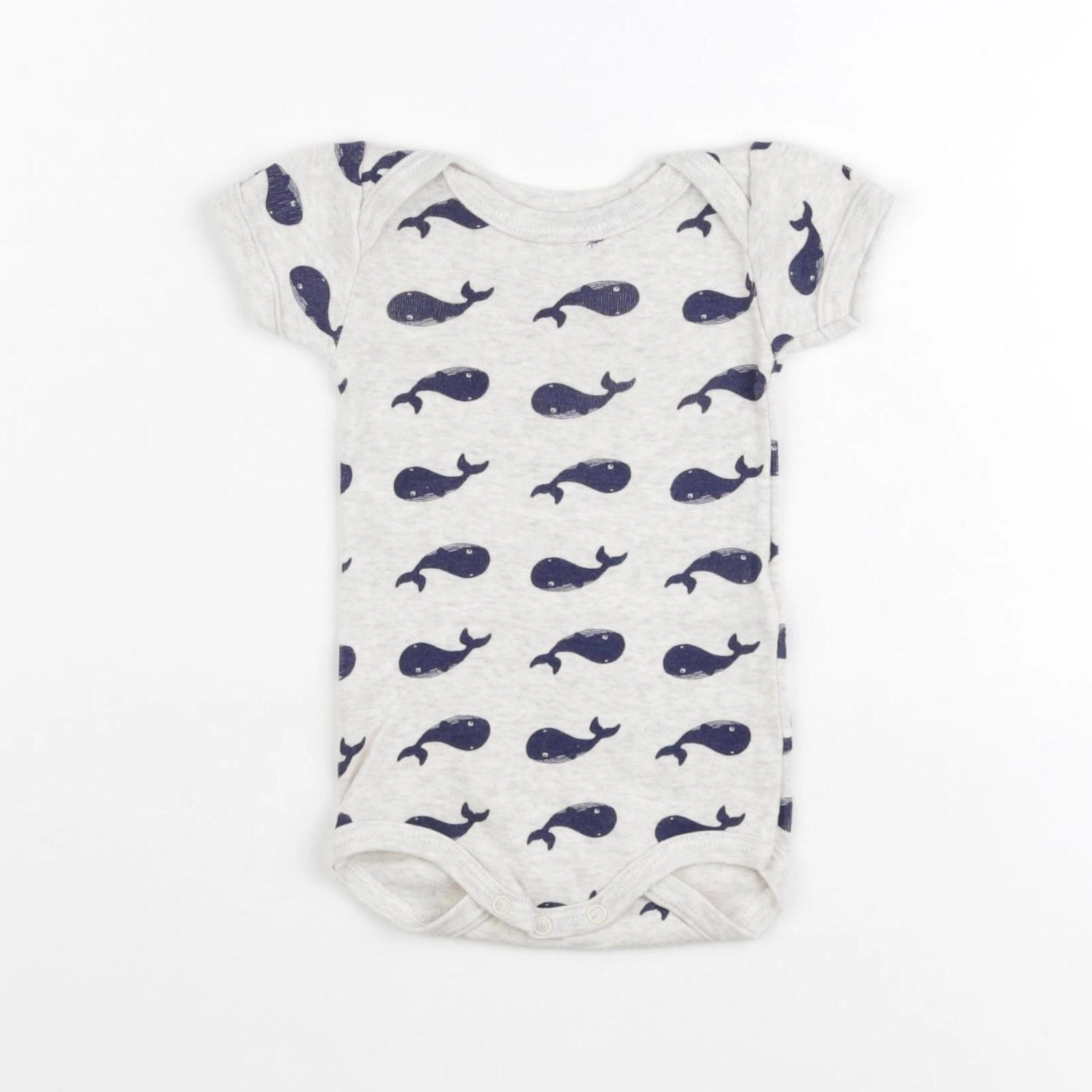 Petit Bateau - body bleu, gris - 3 mois