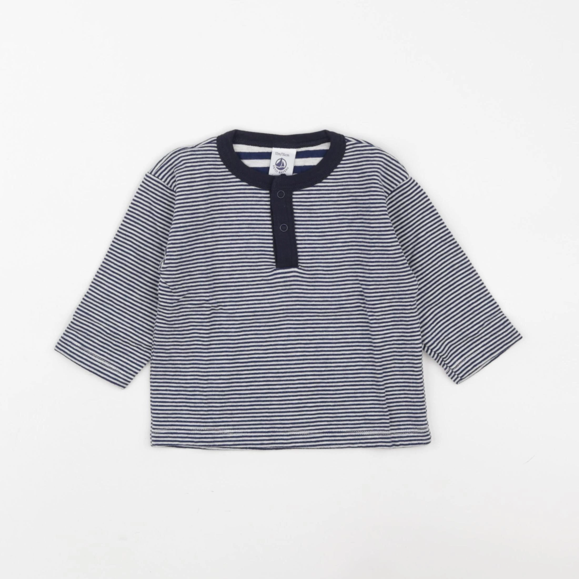 Petit Bateau - tee-shirt bleu - 12 mois