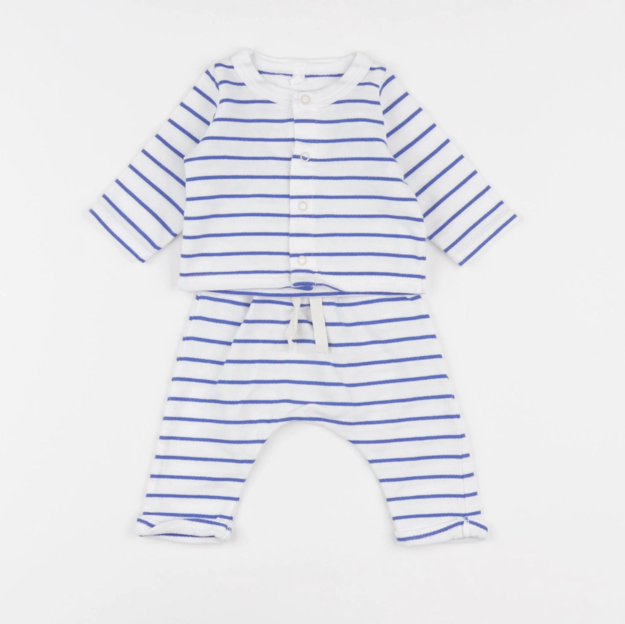 Petit Bateau - ensemble blanc, bleu - 1 mois
