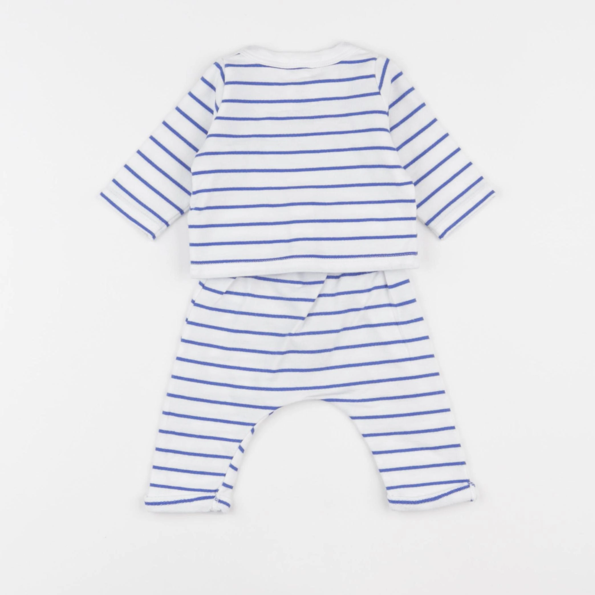 Petit Bateau - ensemble blanc, bleu - 1 mois