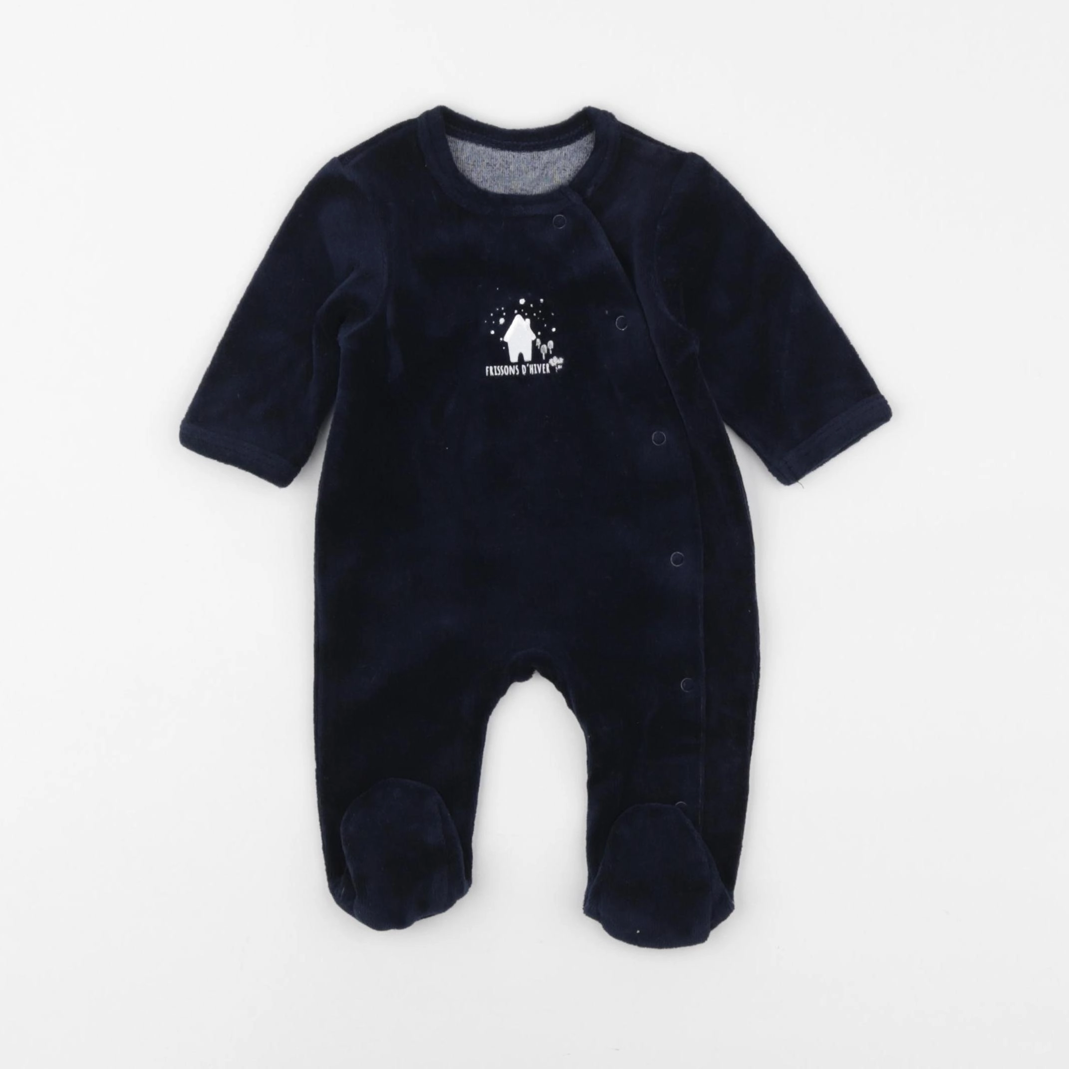 Vertbaudet - pyjama velours bleu - 1 mois