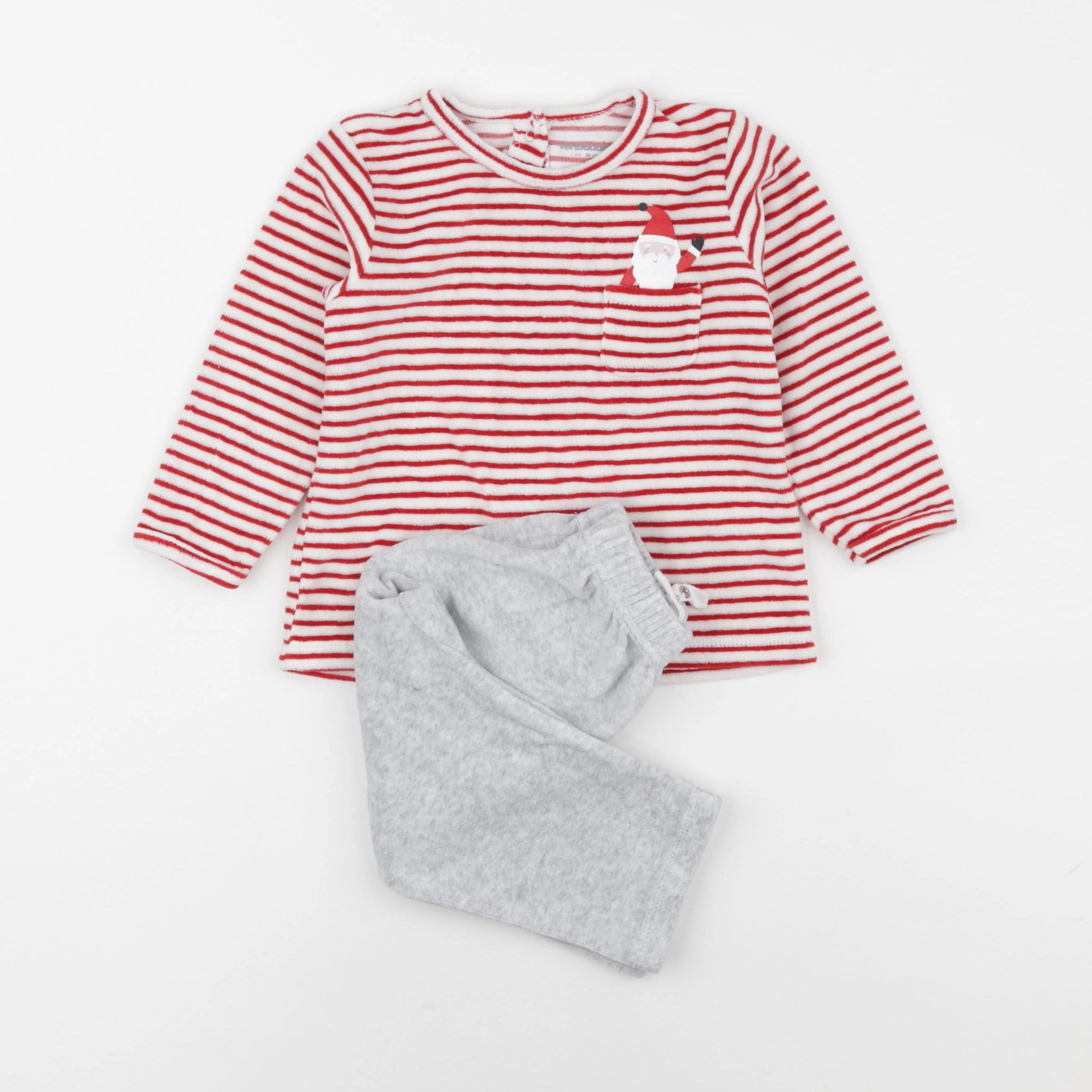 Vertbaudet - pyjama velours rouge - 2 ans