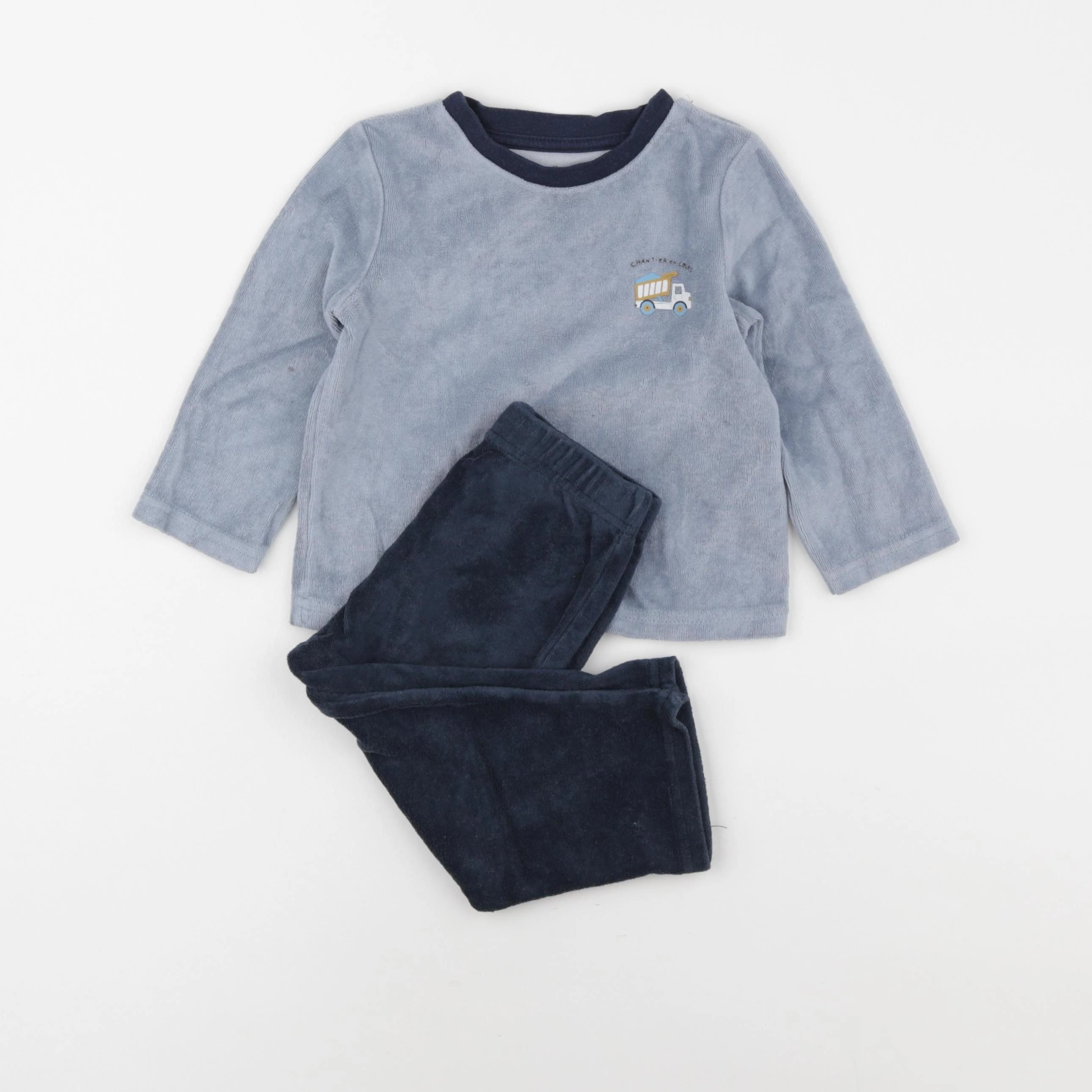 Vertbaudet - pyjama velours bleu - 2 ans