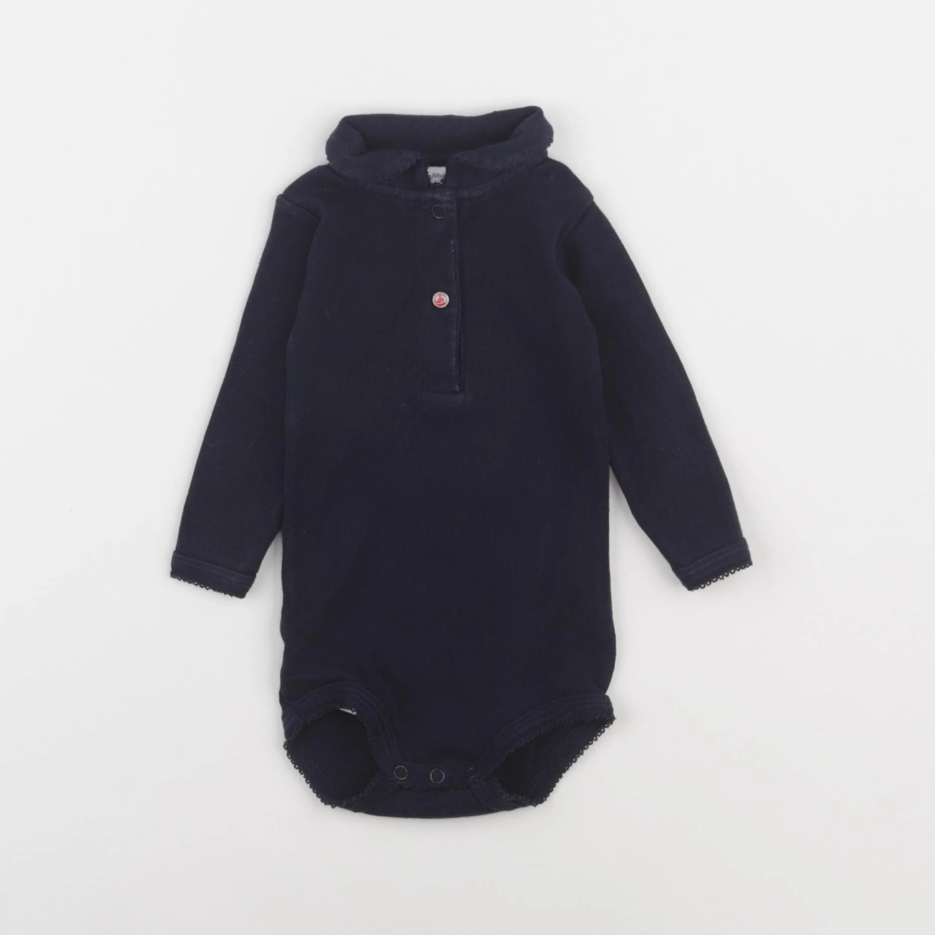 Petit Bateau - body à col bleu - 3 mois