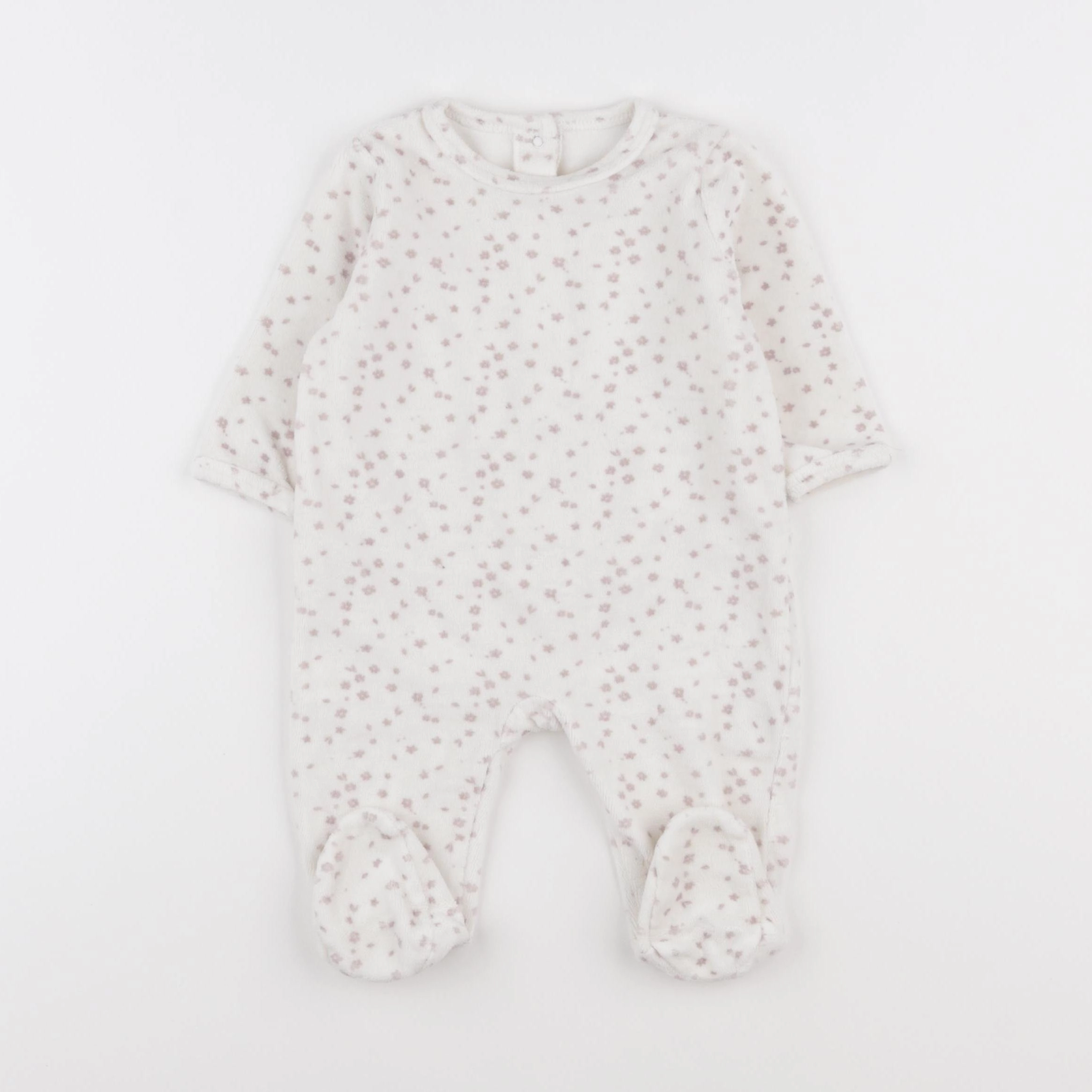 Vertbaudet - pyjama velours blanc, rose - 6 mois