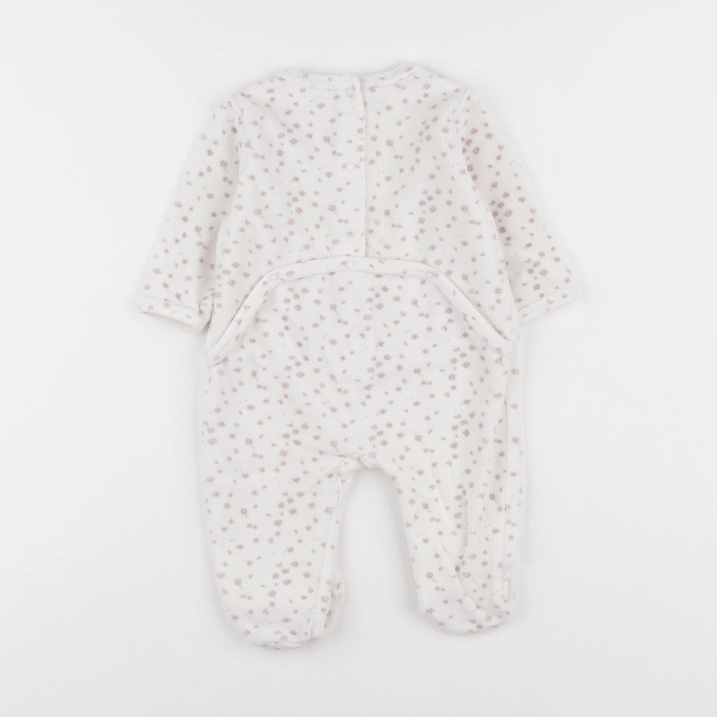 Vertbaudet - pyjama velours blanc, rose - 6 mois