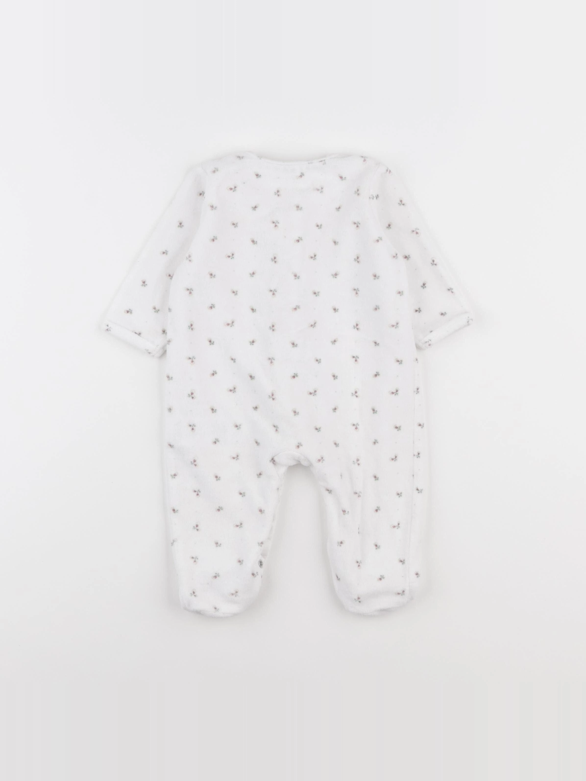 Vertbaudet - pyjama velours blanc, rose - 6 mois