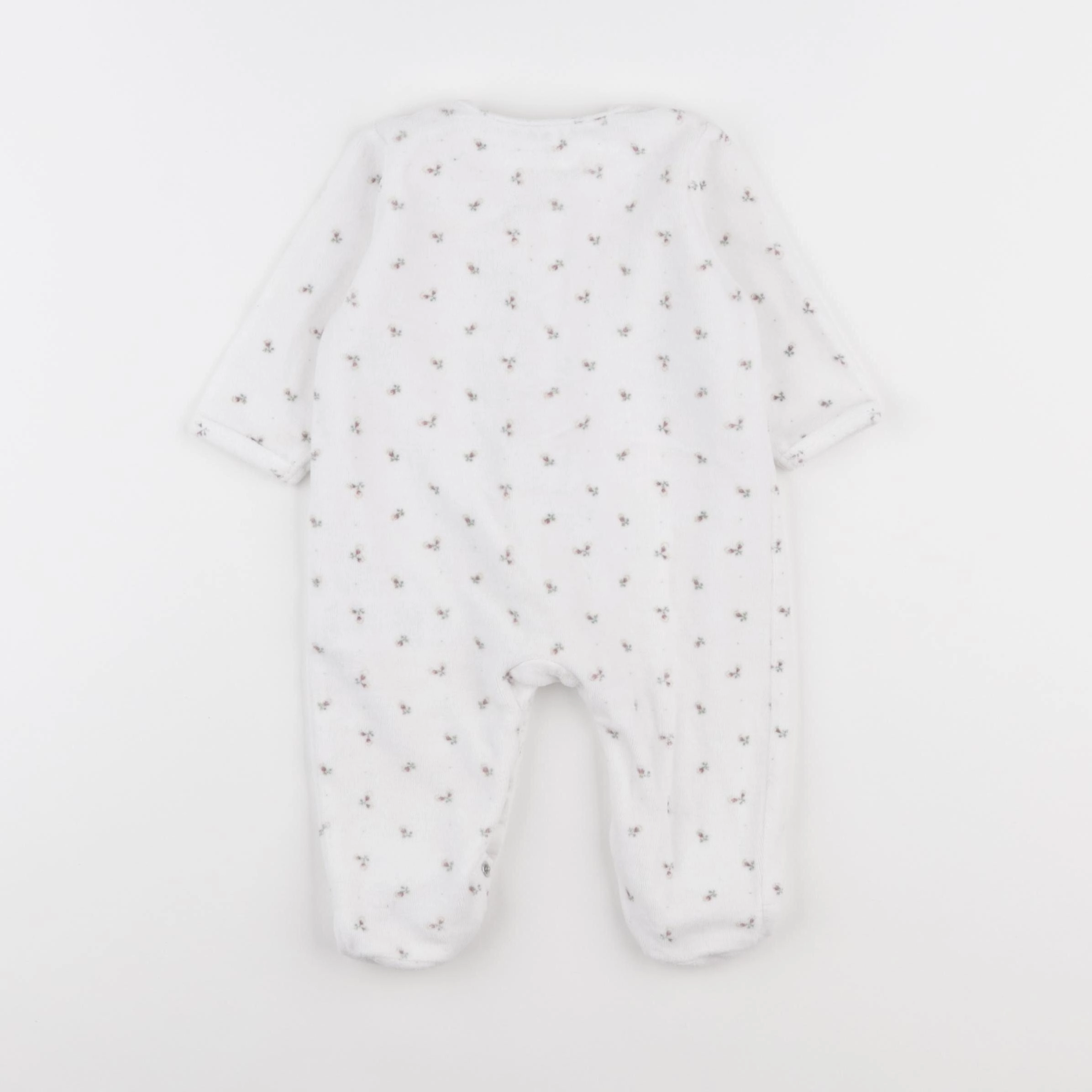 Vertbaudet - pyjama velours blanc, rose - 6 mois